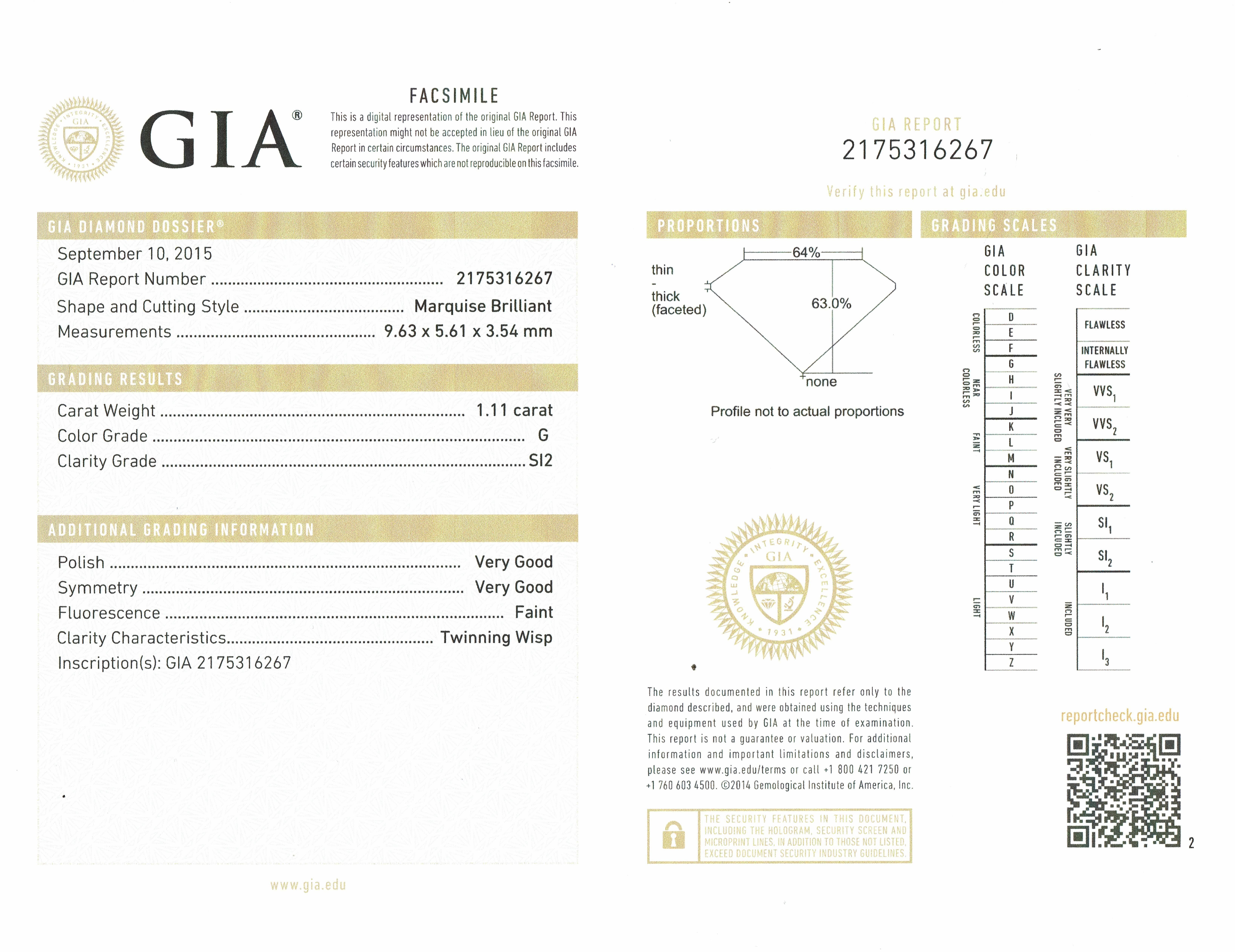 GIA zertifizierter 1,11 Karat Marquise Brillantschliff Diamantring in 18k im Angebot 5