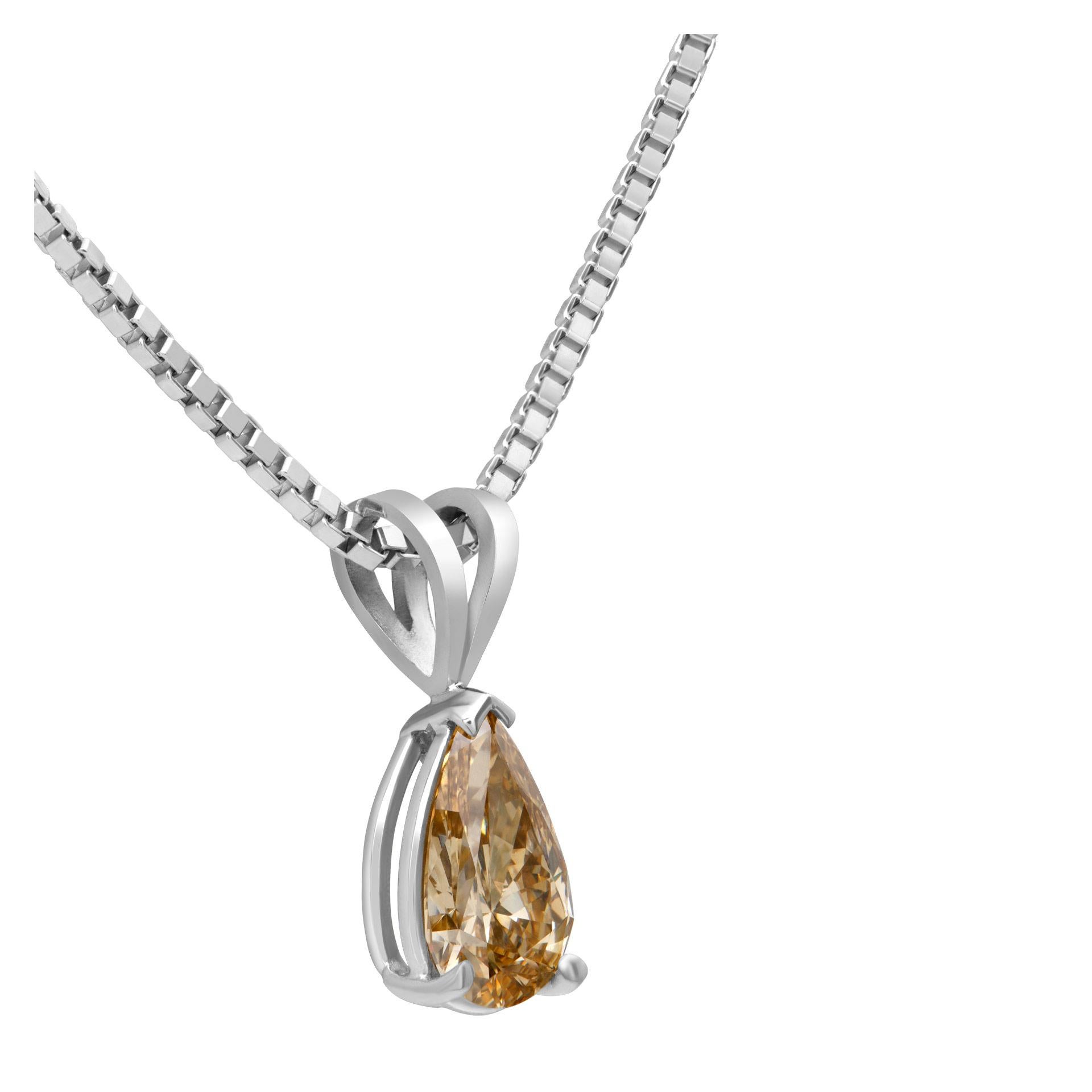 Women's GIA Certified 1.11 Carat Natural, Fancy Brown-Yellow, Even VS1 Pear Cut Diamond For Sale