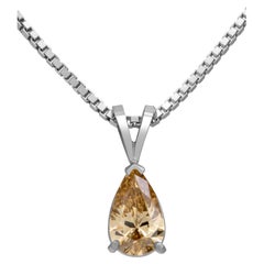 Vintage GIA Certified 1.11 Carat Natural, Fancy Brown-Yellow, Even VS1 Pear Cut Diamond
