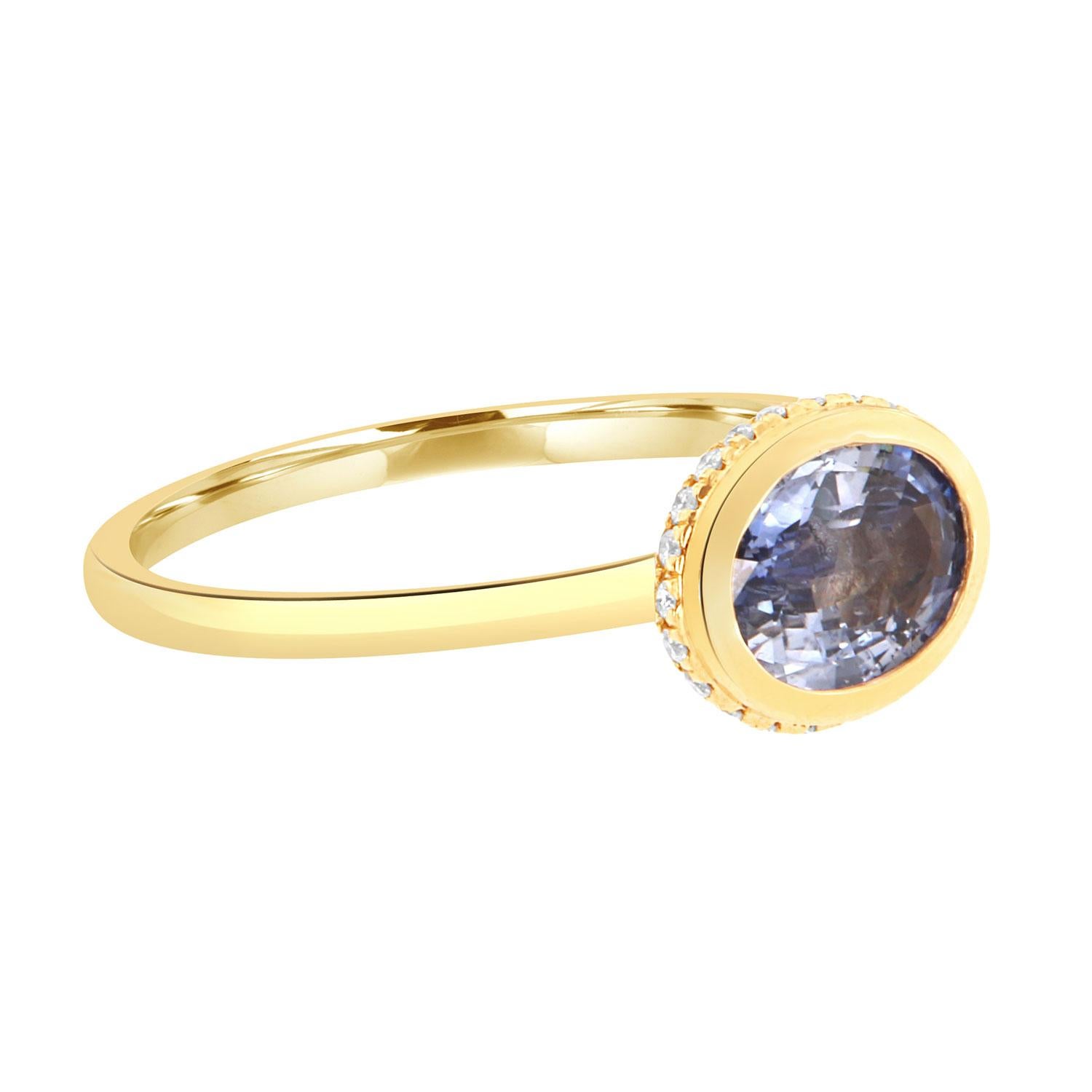 This delicate 18k yellow gold ring features a GIA-certified 1.11 Carat Oval-shaped 