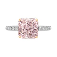 GIA Certified 1.11 Carat Radiant Cut Pink Diamond Ring