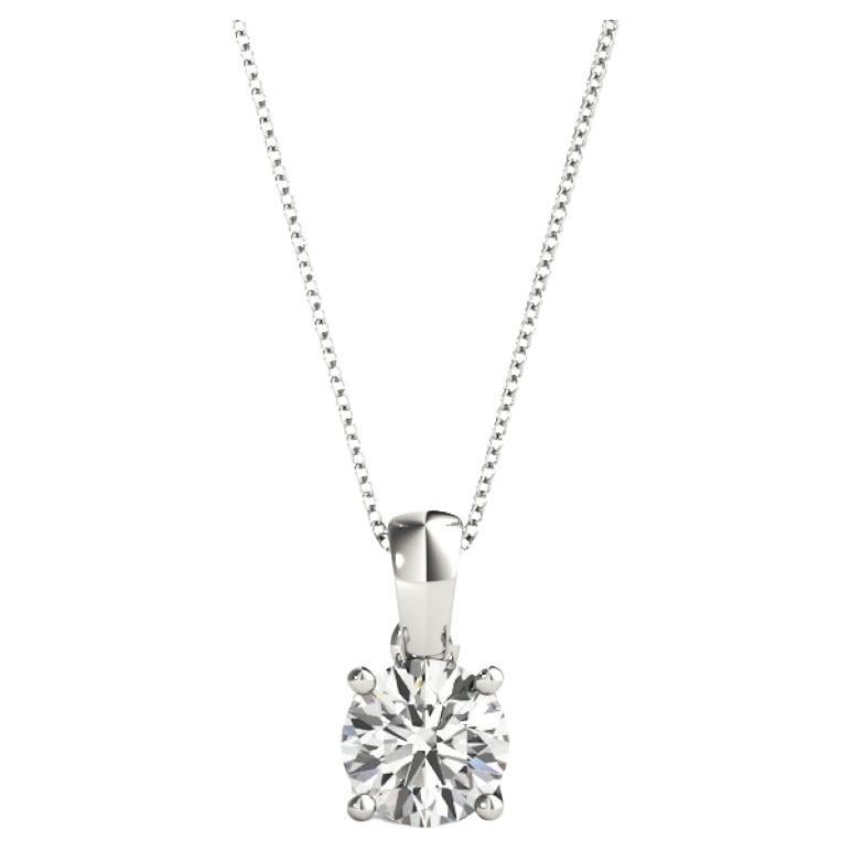 GIA Certified 1.11 Carat Round Diamond X Basket White Gold Pendant Necklace