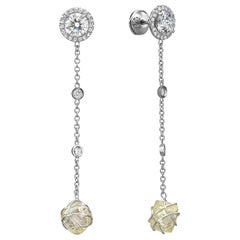 GIA Certified 11.15 Carat Interchangeable Diamond and Ruby Dangling Earring Set