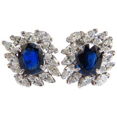GIA Certified 11.16 Carat Natural Royal Blue Sapphire Diamond Earrings Platinum*