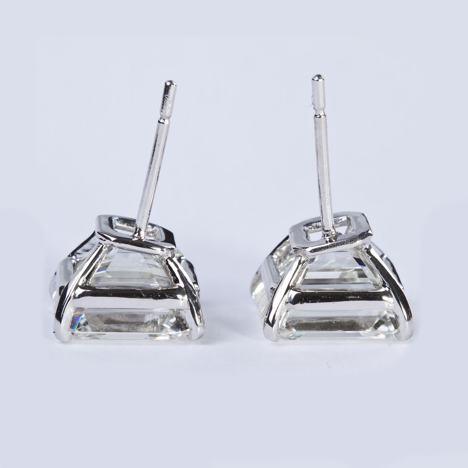 GIA Certified 11.18 Carat Asscher Cut Diamond Stud Earrings 2