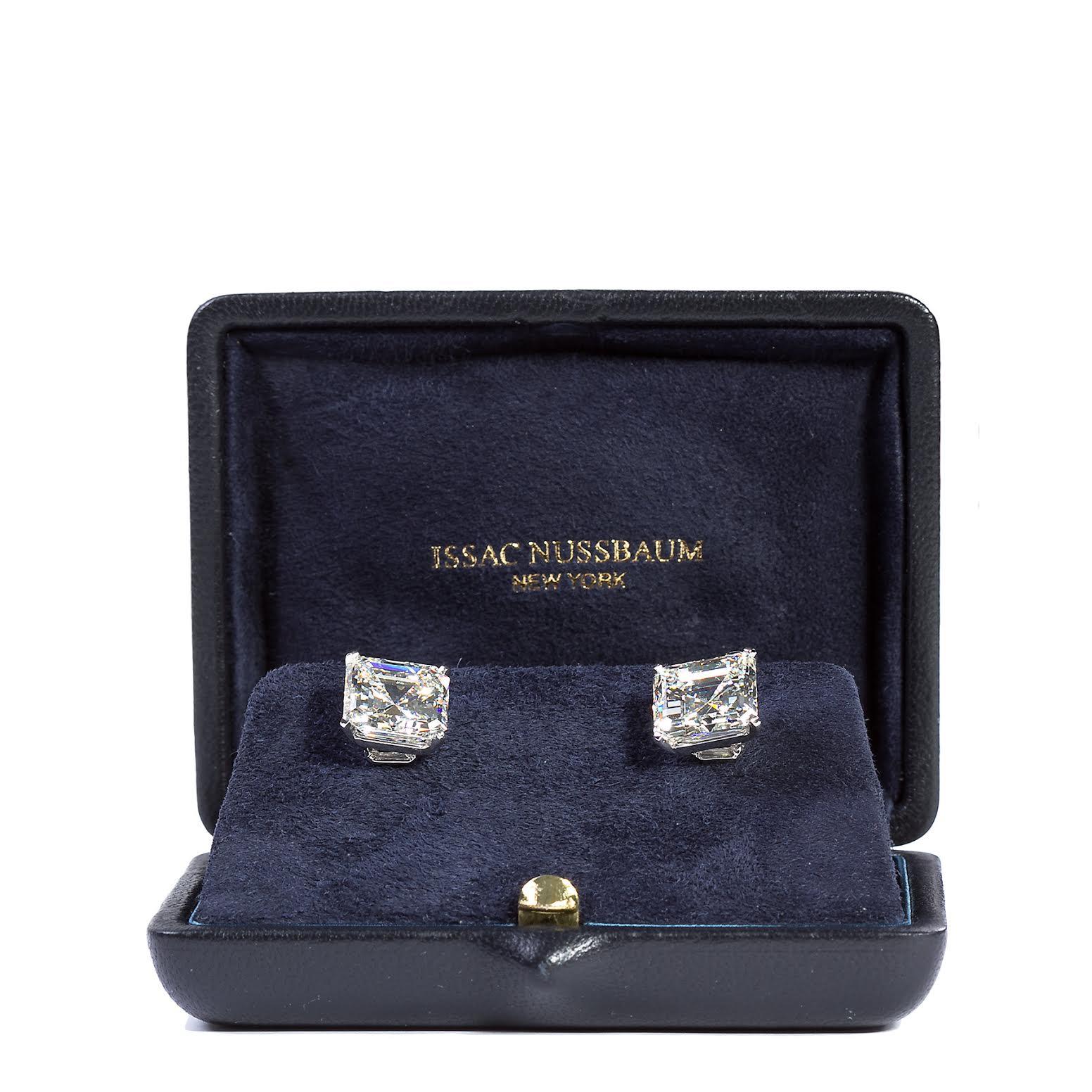 GIA Certified 11.18 Carat Asscher Cut Diamond Stud Earrings 4