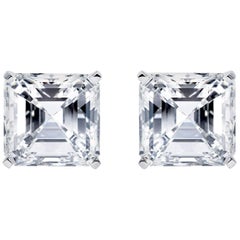 GIA Certified 11.18 Carat Asscher Cut Diamond Stud Earrings