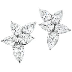 GIA Certified 11.18 Carat Pear Shape Diamond Cluster Earring
