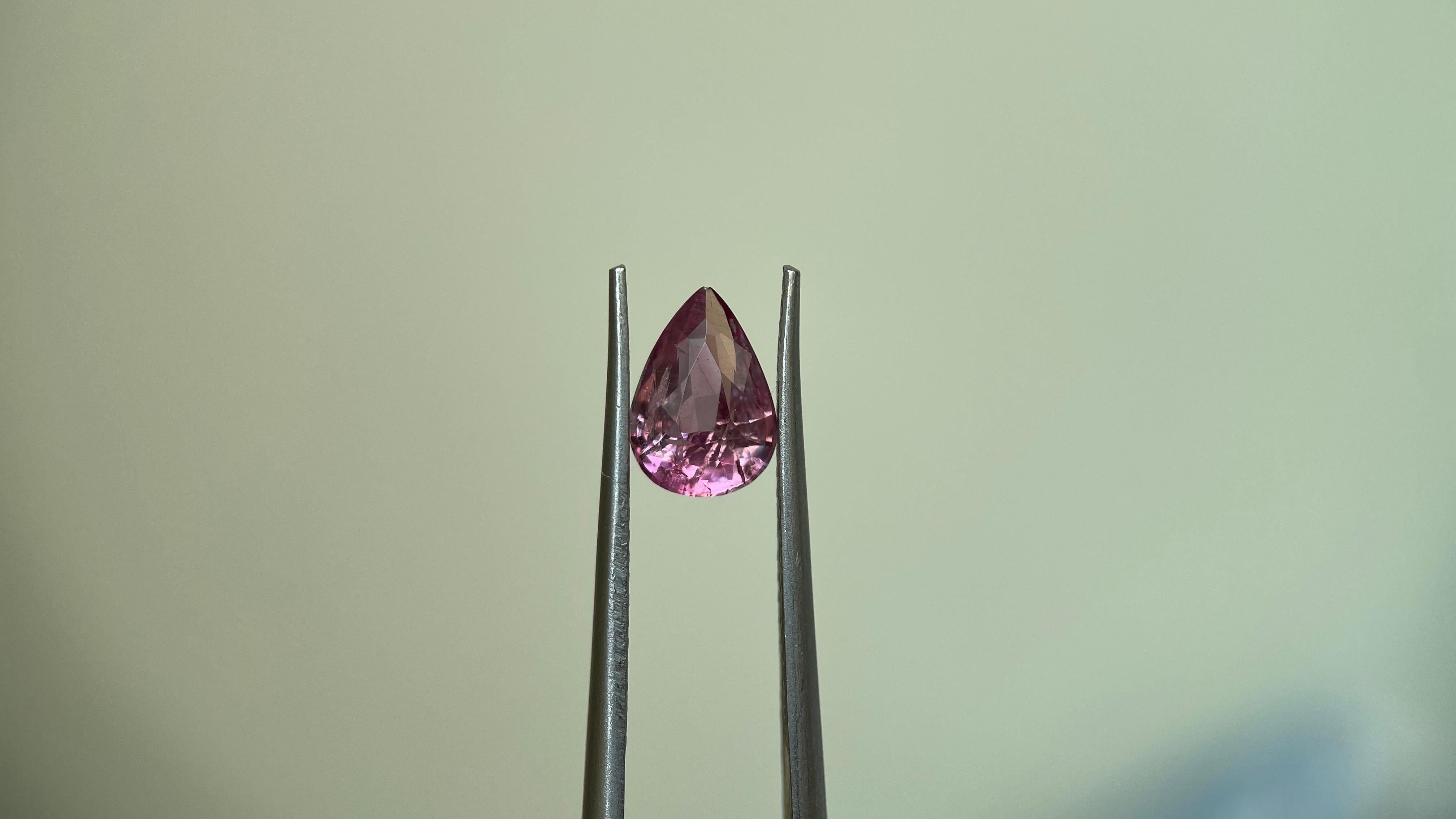 Art Déco Zaffiro rosa certificato GIA da 1,11 carati - Riscaldato (8,07x5,73x3,53 mm) in vendita