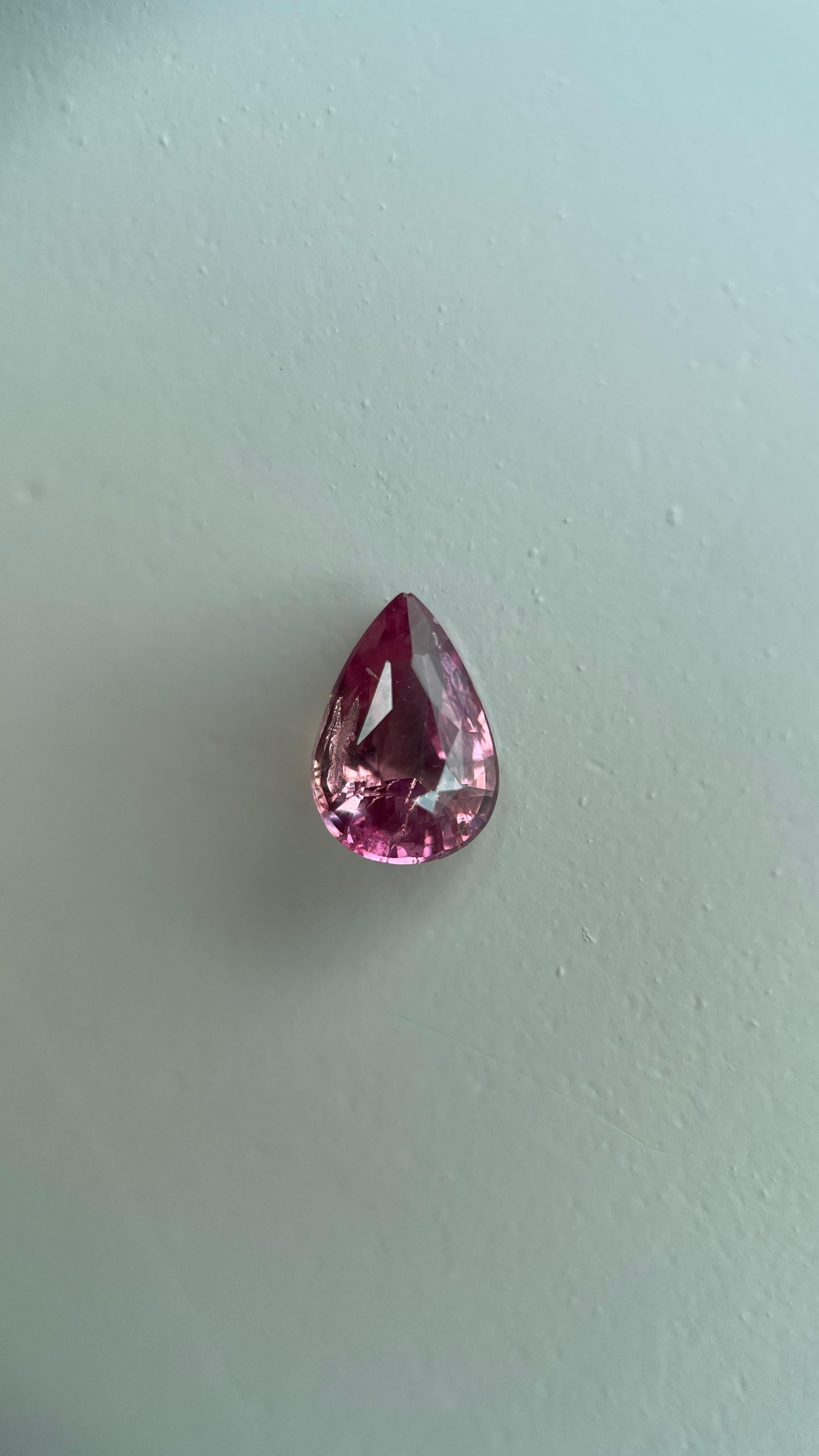 Zaffiro rosa certificato GIA da 1,11 carati - Riscaldato (8,07x5,73x3,53 mm) in vendita 1