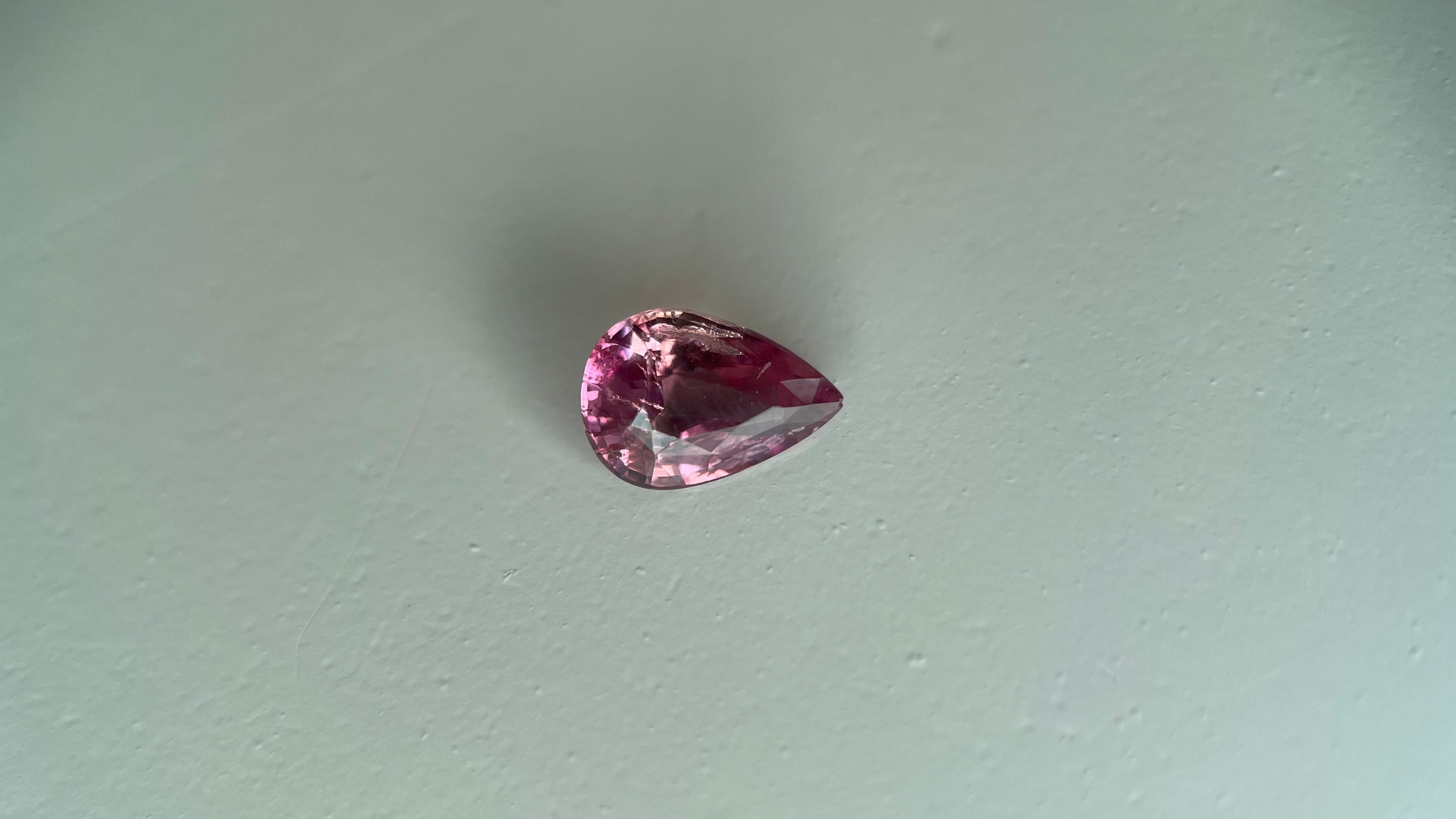 Zaffiro rosa certificato GIA da 1,11 carati - Riscaldato (8,07x5,73x3,53 mm) in vendita 2