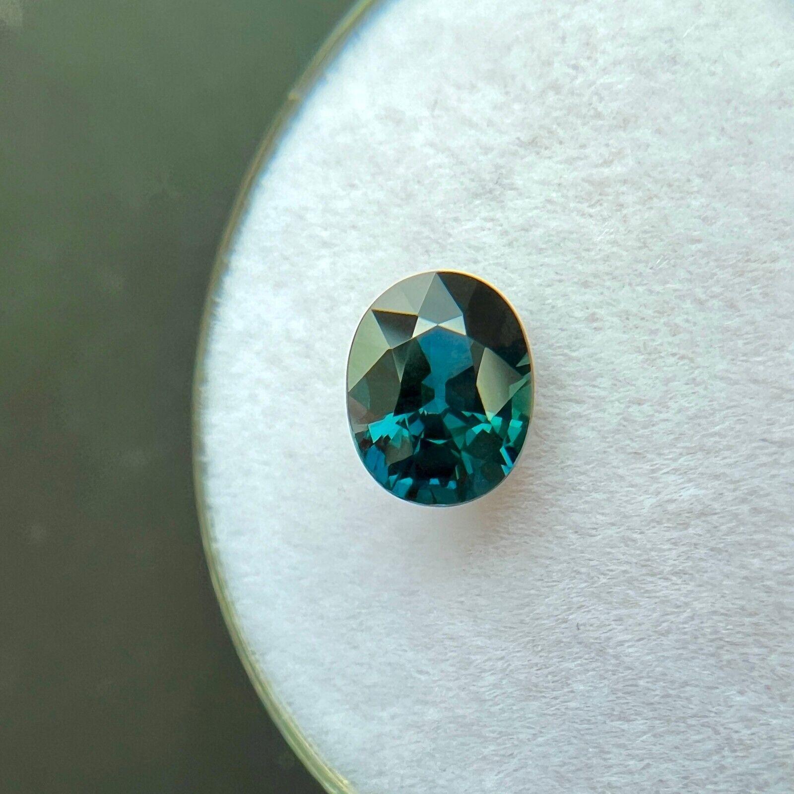 GIA Certified 1.11ct Sapphire Natural Vivid Blue Green Untreated 6.7x5.2mm If Unisexe en vente