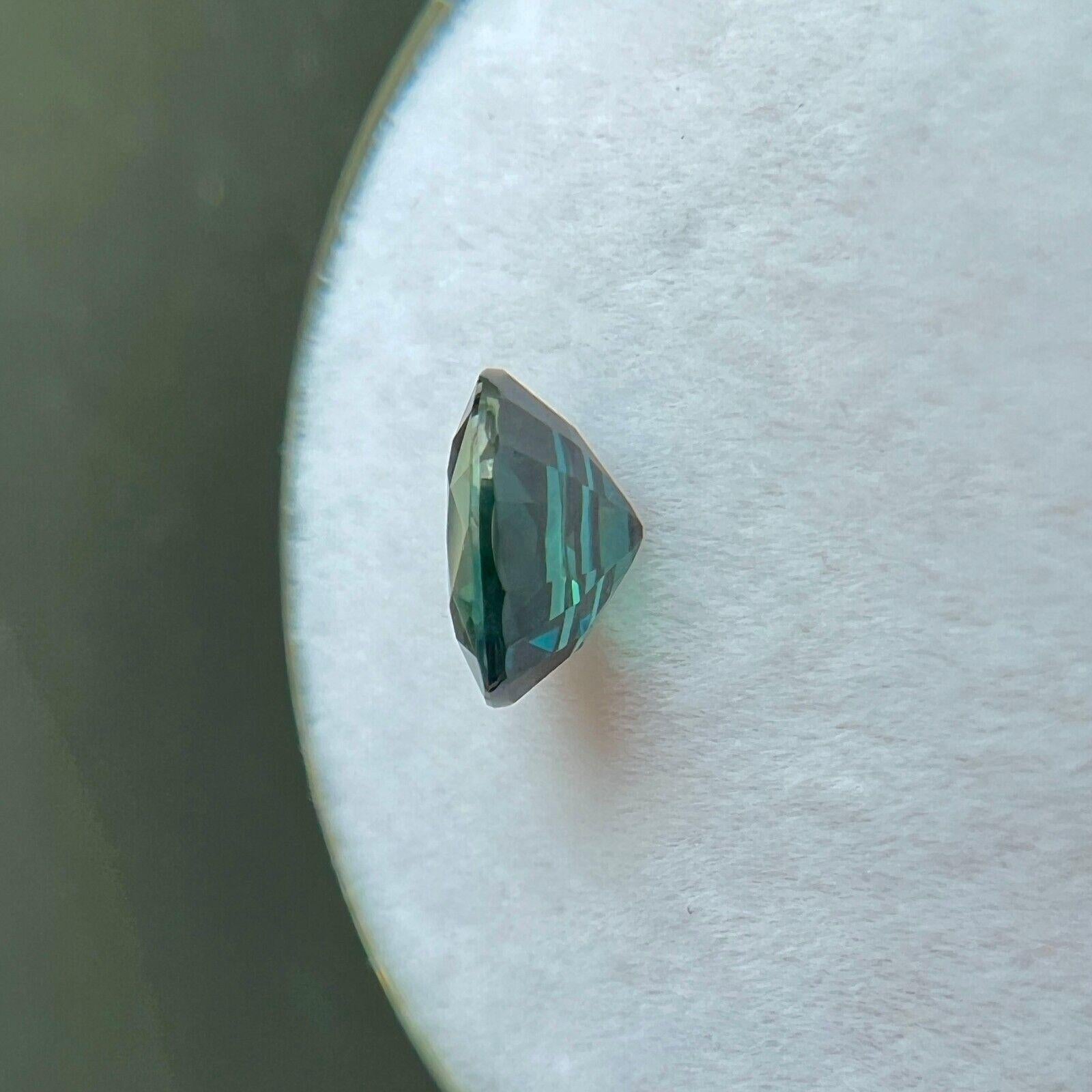 GIA Certified 1.11ct Sapphire Natural Vivid Blue Green Untreated 6.7x5.2mm If en vente 1