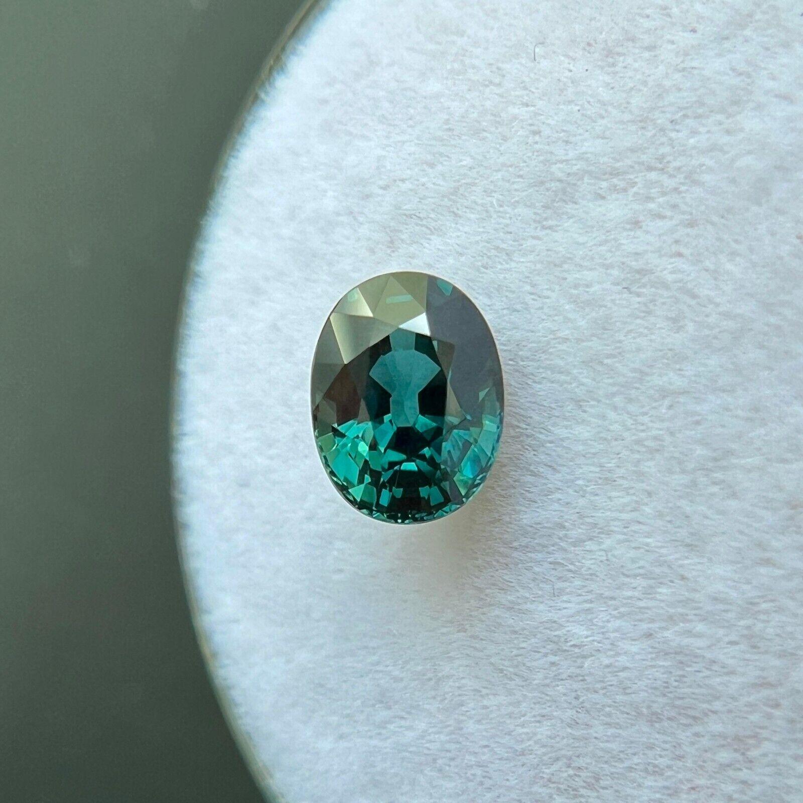 Women's or Men's Gia Certified 1.11ct Unheated Deep Green Blue Sapphire Oval Cut Untreated Gem For Sale