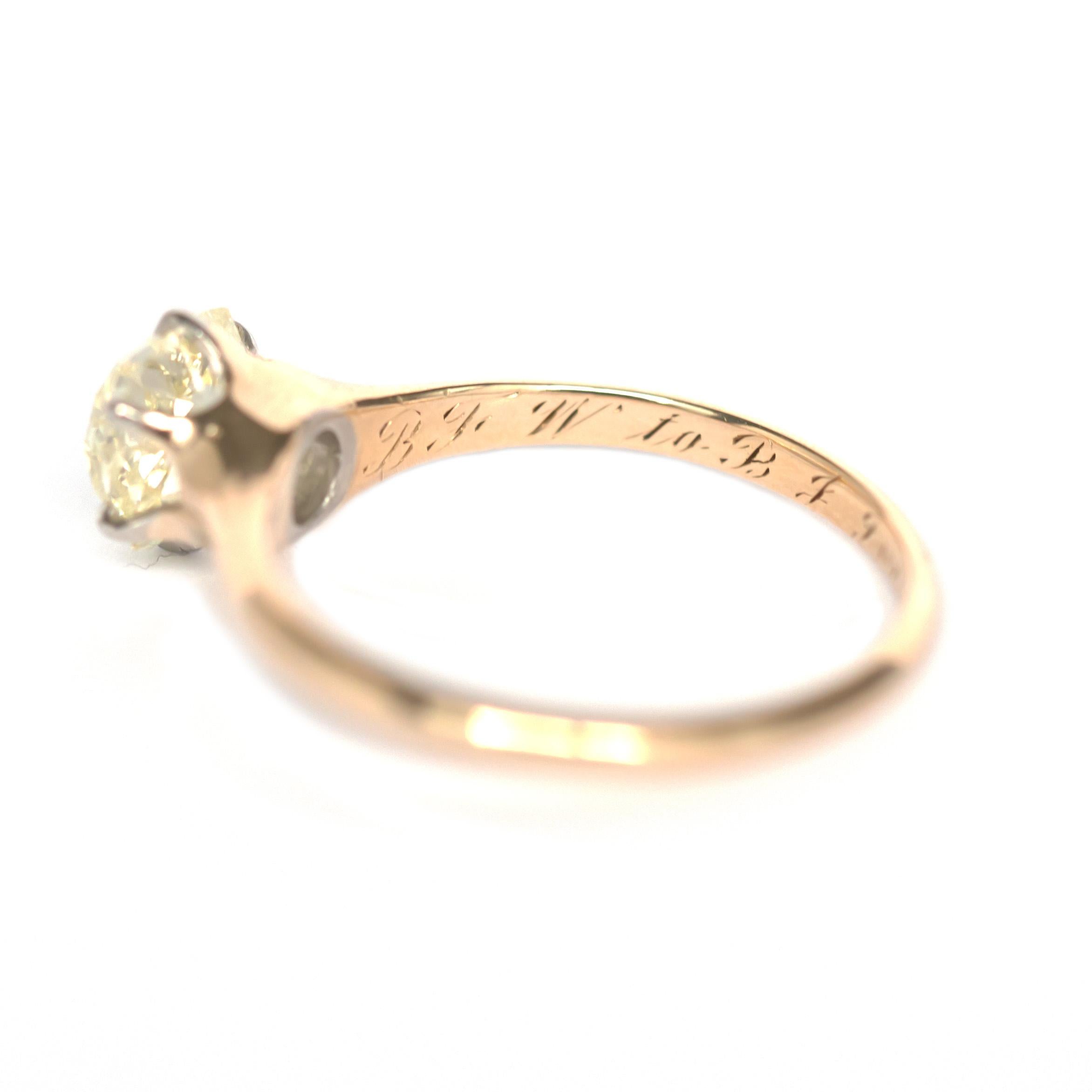 GIA Certified 1.12 Carat Diamond Yellow Gold Engagement Ring In Good Condition In Atlanta, GA