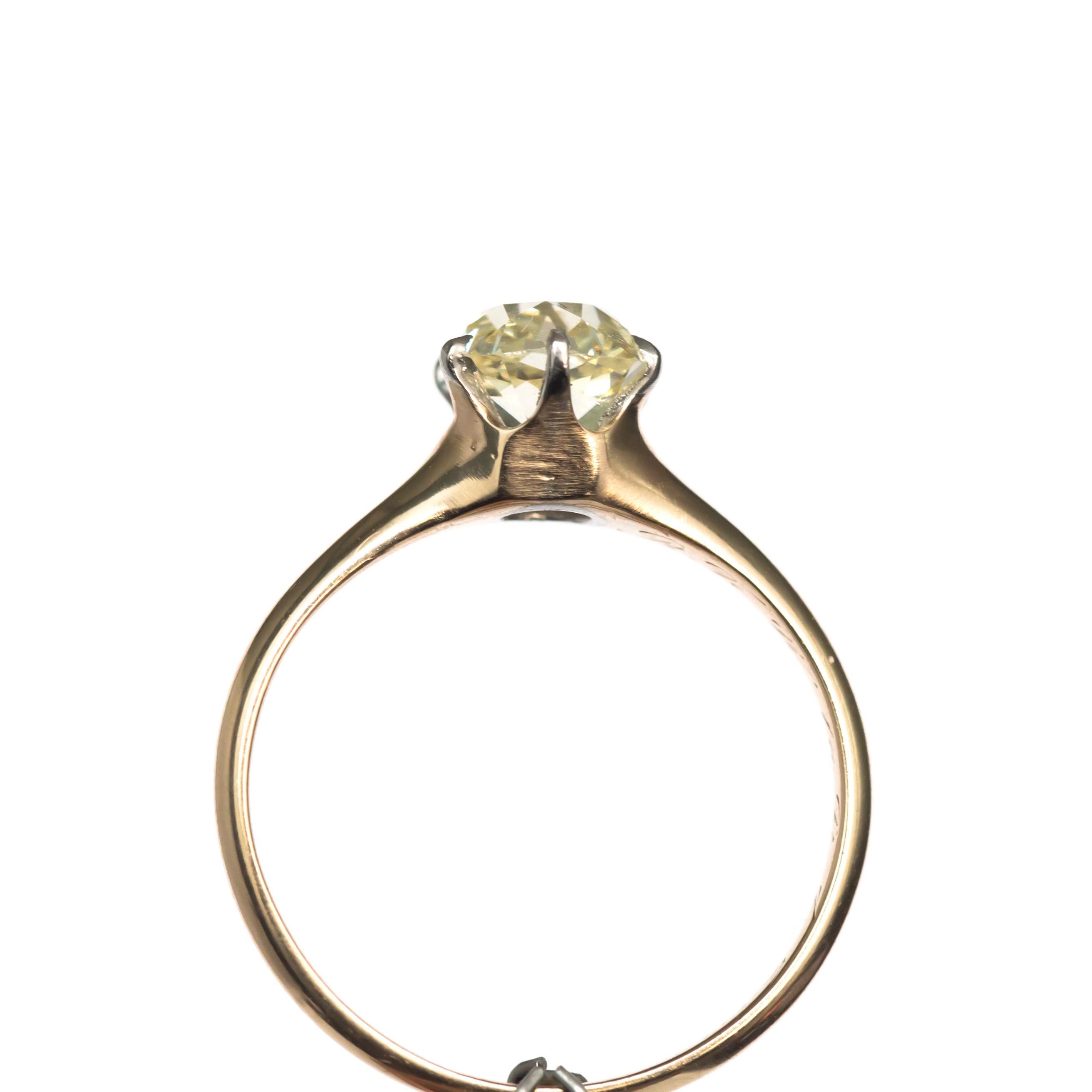 GIA Certified 1.12 Carat Diamond Yellow Gold Engagement Ring 1