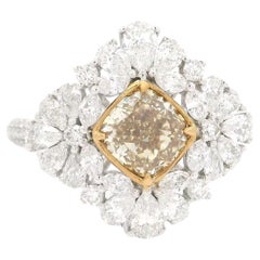 Anillo de diamantes de 1,12 quilates de color amarillo parduzco VVS1 con certificado GIA