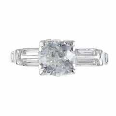 Bague de fiançailles en platine avec diamant jaune clair de 1,12 carat certifié par le GIA