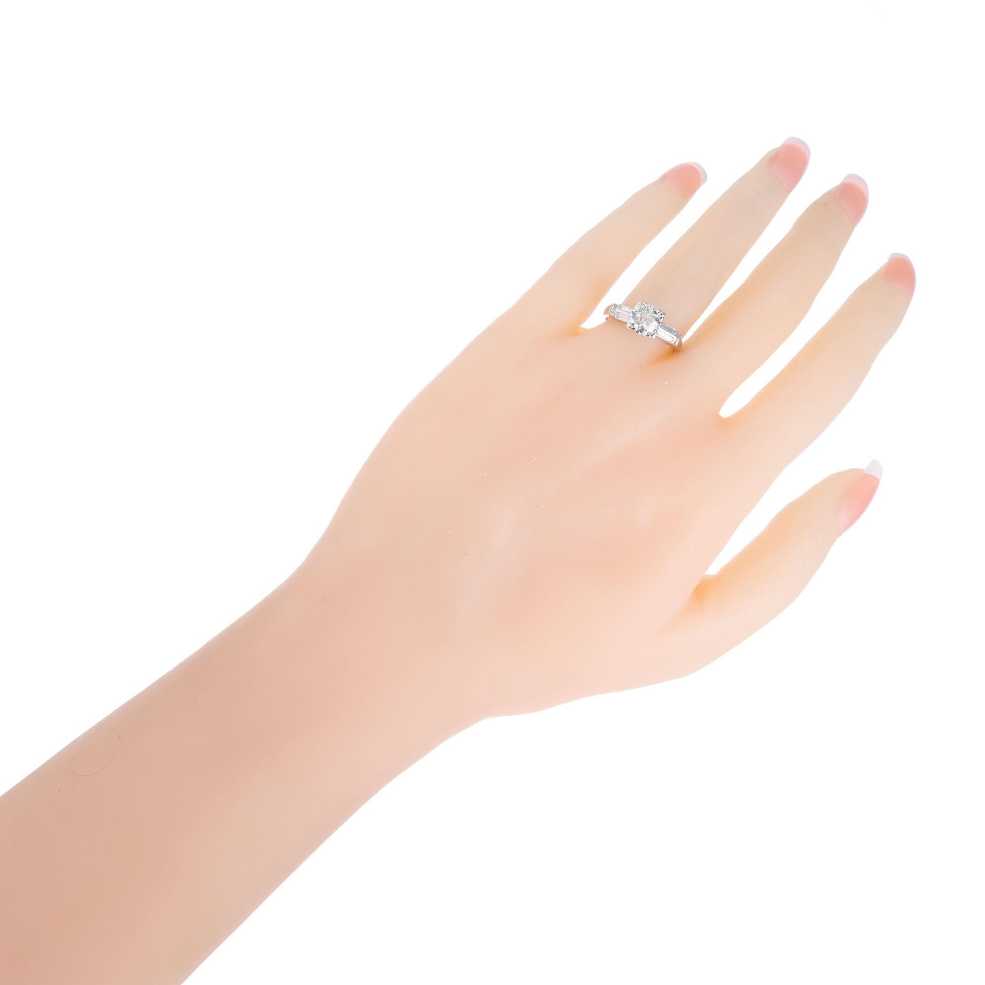 GIA Certified 1.12 Carat Light Yellow Diamond Platinum Engagement Ring For Sale 2