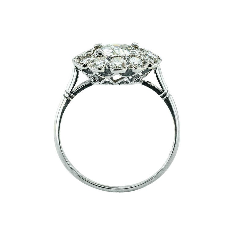 GIA Certified 1.12 Carat Old European Cut Diamond Platinum Engagement Ring For Sale 1