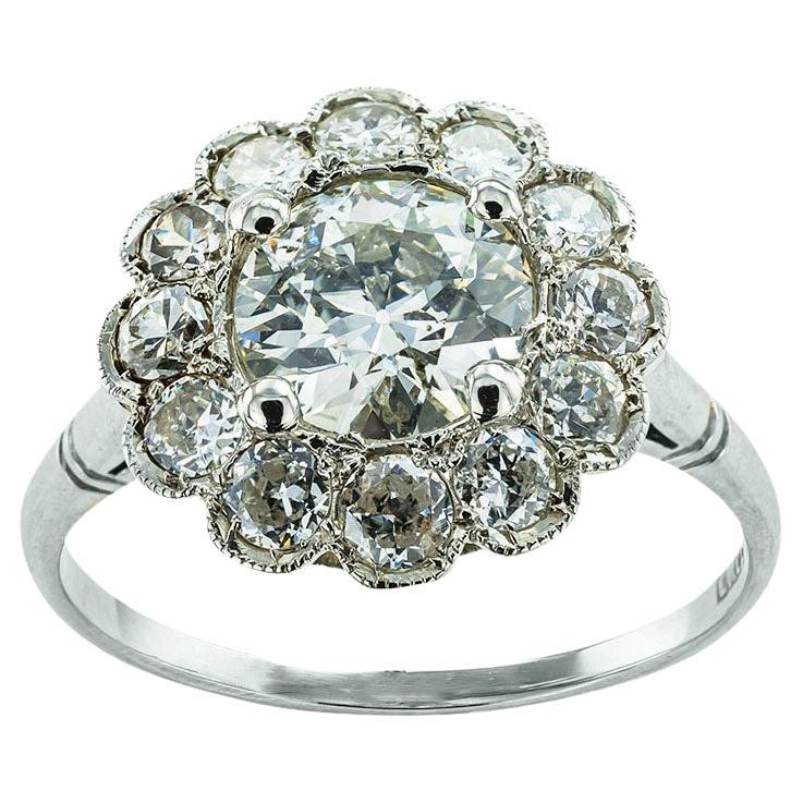 GIA Certified 1.12 Carat Old European Cut Diamond Platinum Engagement Ring