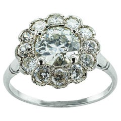Vintage GIA Certified 1.12 Carat Old European Cut Diamond Platinum Engagement Ring