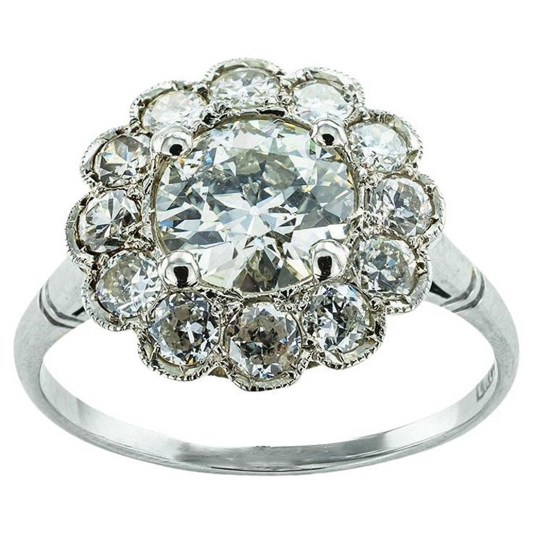 GIA Certified 1.12 Carat Old European Cut Diamond Platinum Engagement Ring For Sale