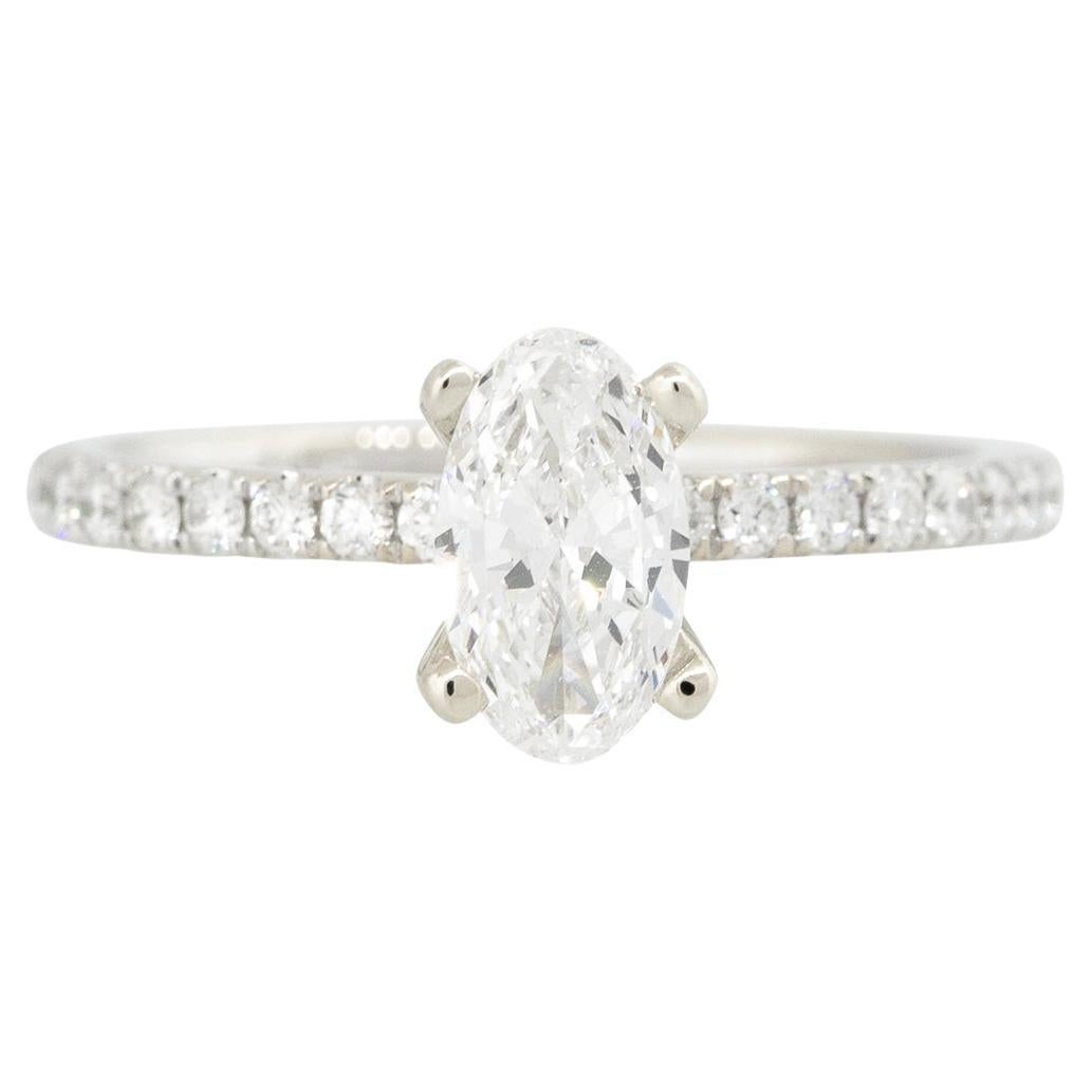 GIA Certified 1.12 Carat Oval Diamond Engagement Ring 18 Karat in Stock