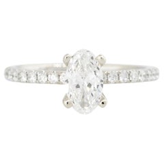 Used GIA Certified 1.12 Carat Oval Diamond Engagement Ring 18 Karat in Stock