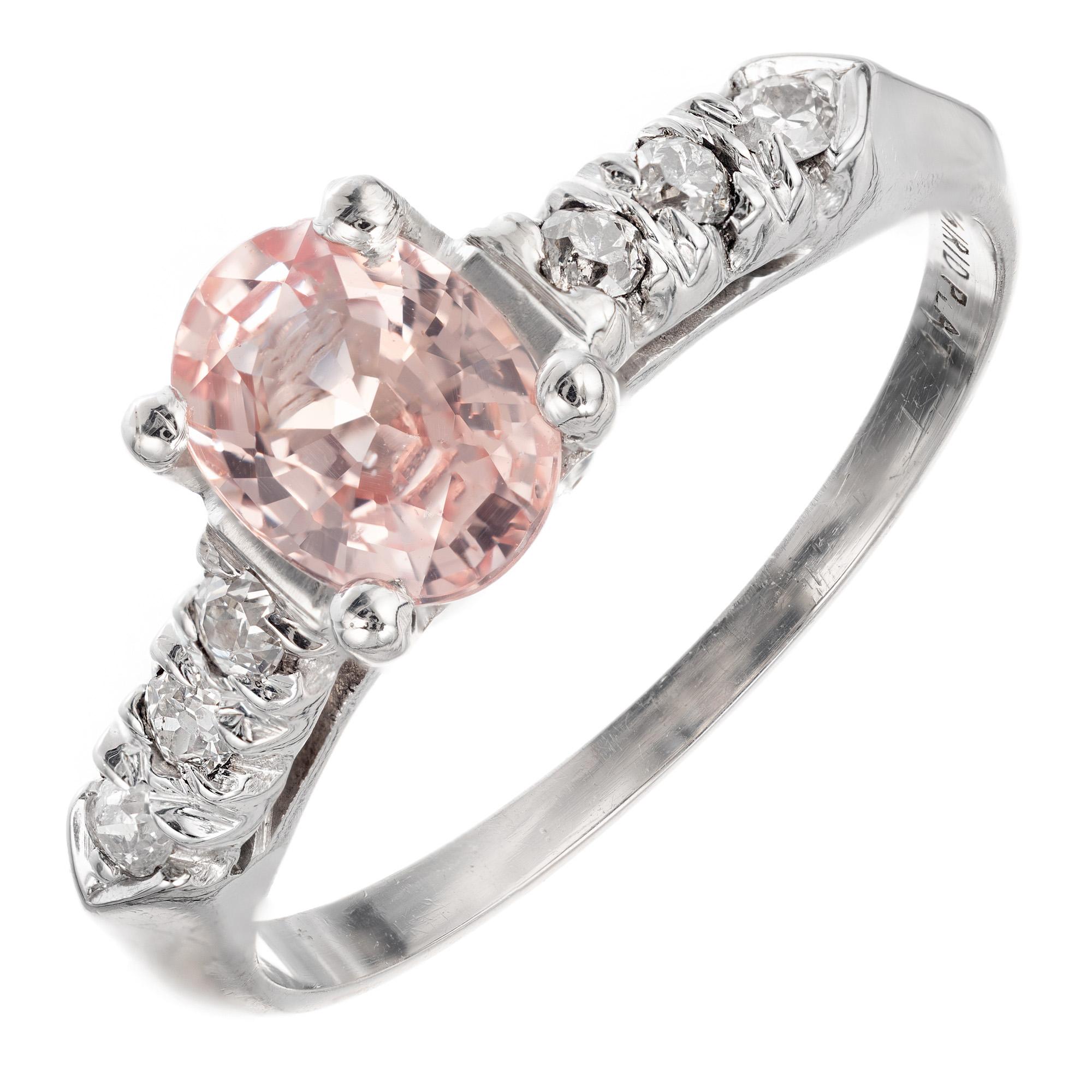 GIA Certified 1.12 Carat Oval Sapphire Diamond Platinum Engagement Ring