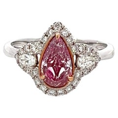 Anello con diamante rosa da 1.12 carati certificato GIA