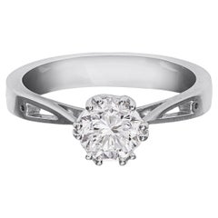 GIA Certified 1.12 Carats Total Round Cut Diamond Solitaire Engagement Ring