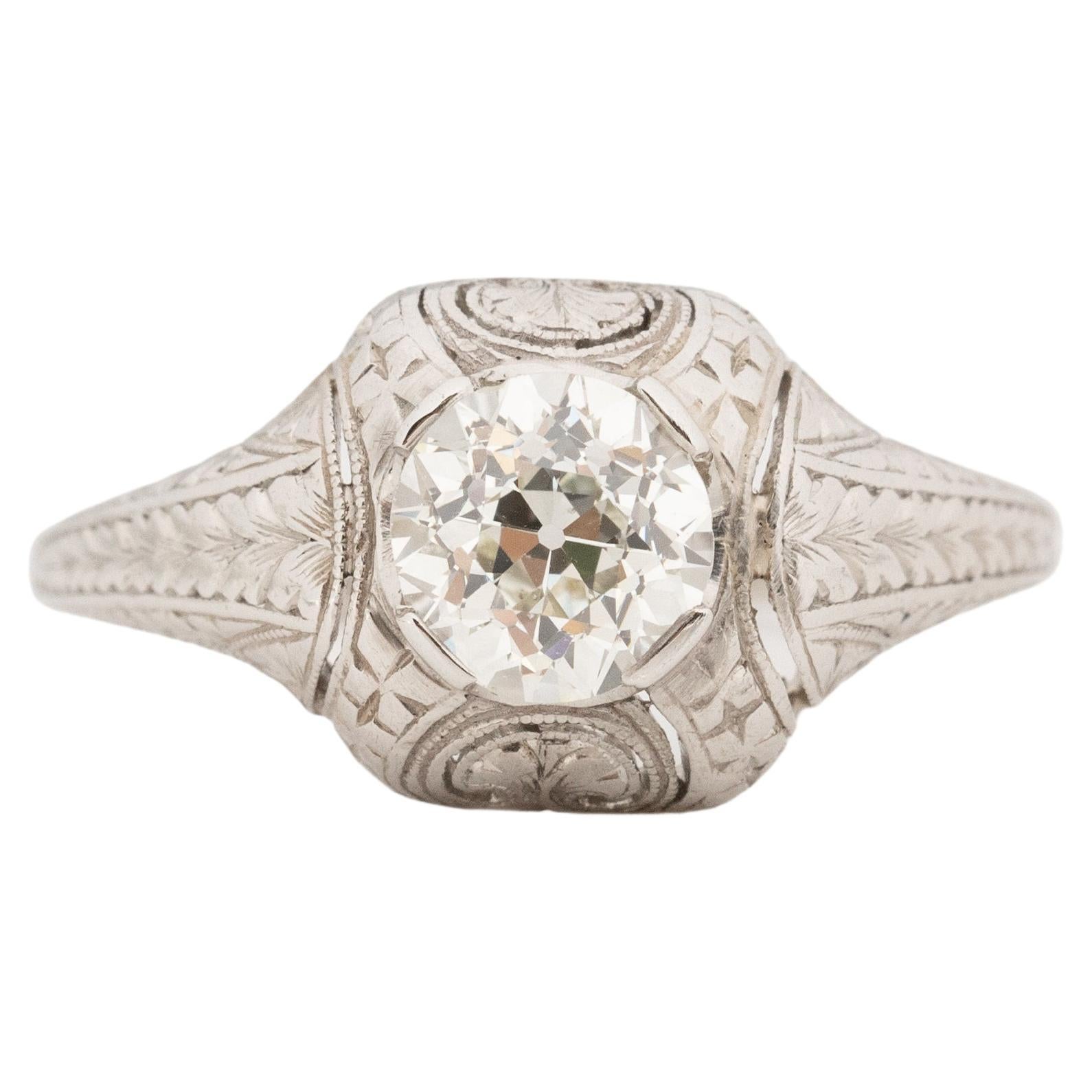 GIA-zertifizierter Platin-Verlobungsring mit 1.12 Karat Diamant im Art déco-Stil