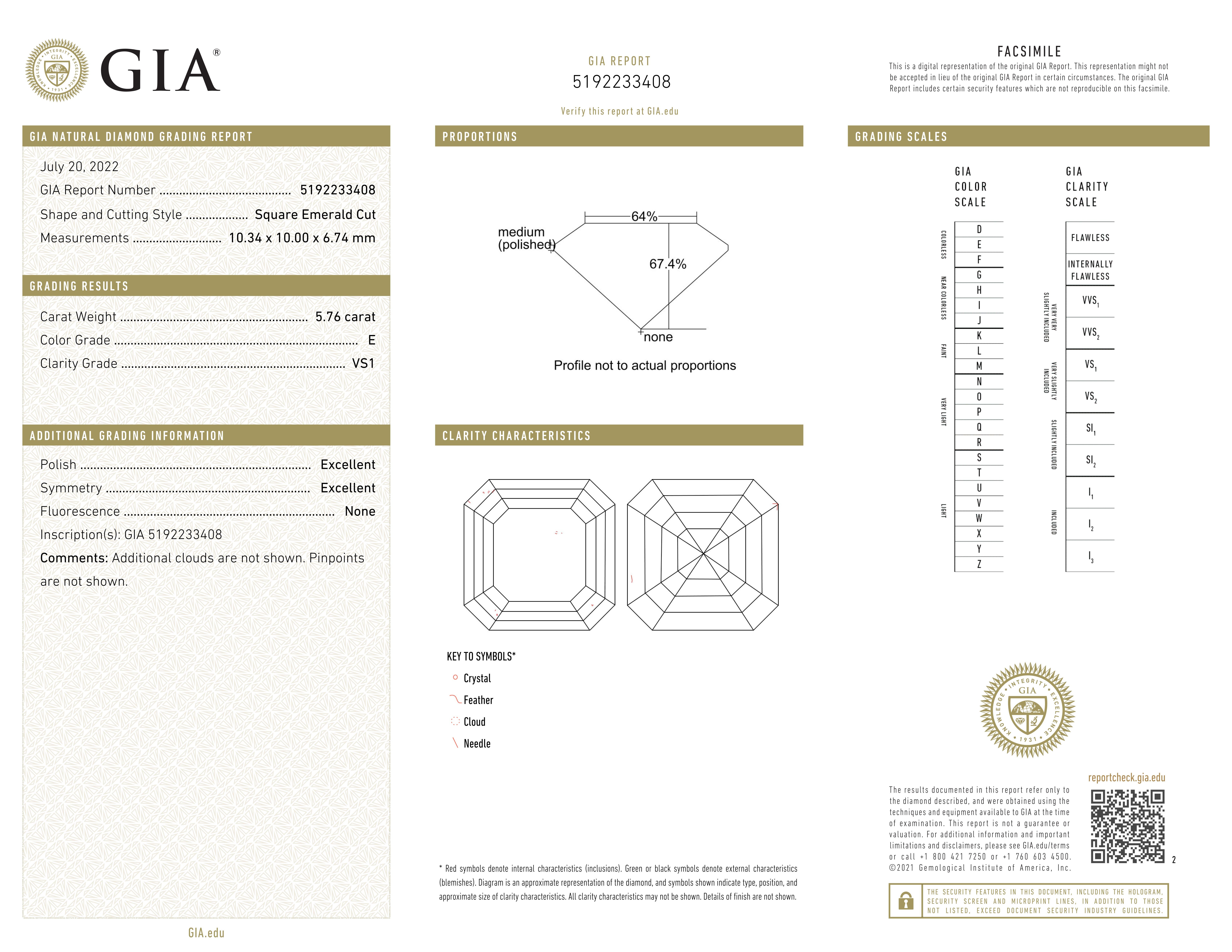 Pendientes de diamantes con forma de corte Asscher de 11.23 quilates certificados por el GIA en Nuevo estado para la venta en Chicago, IL