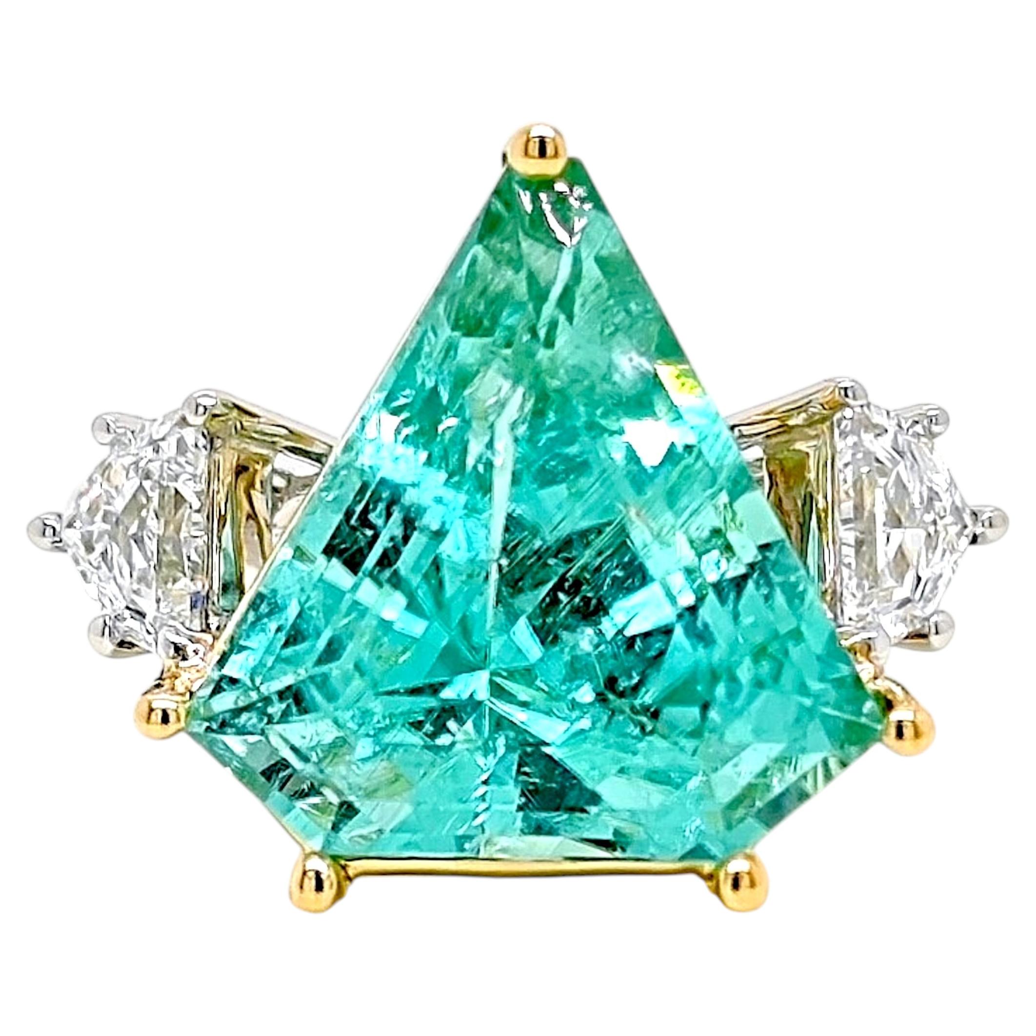 GIA zertifiziert 11,23 Karat Paraiba Turmalin Fancy Diamond Weiß und Gelb Ring