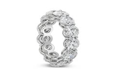 GIA Certified 11.27 Carats Total Oval Cut Diamond Eternity Wedding Band Ring