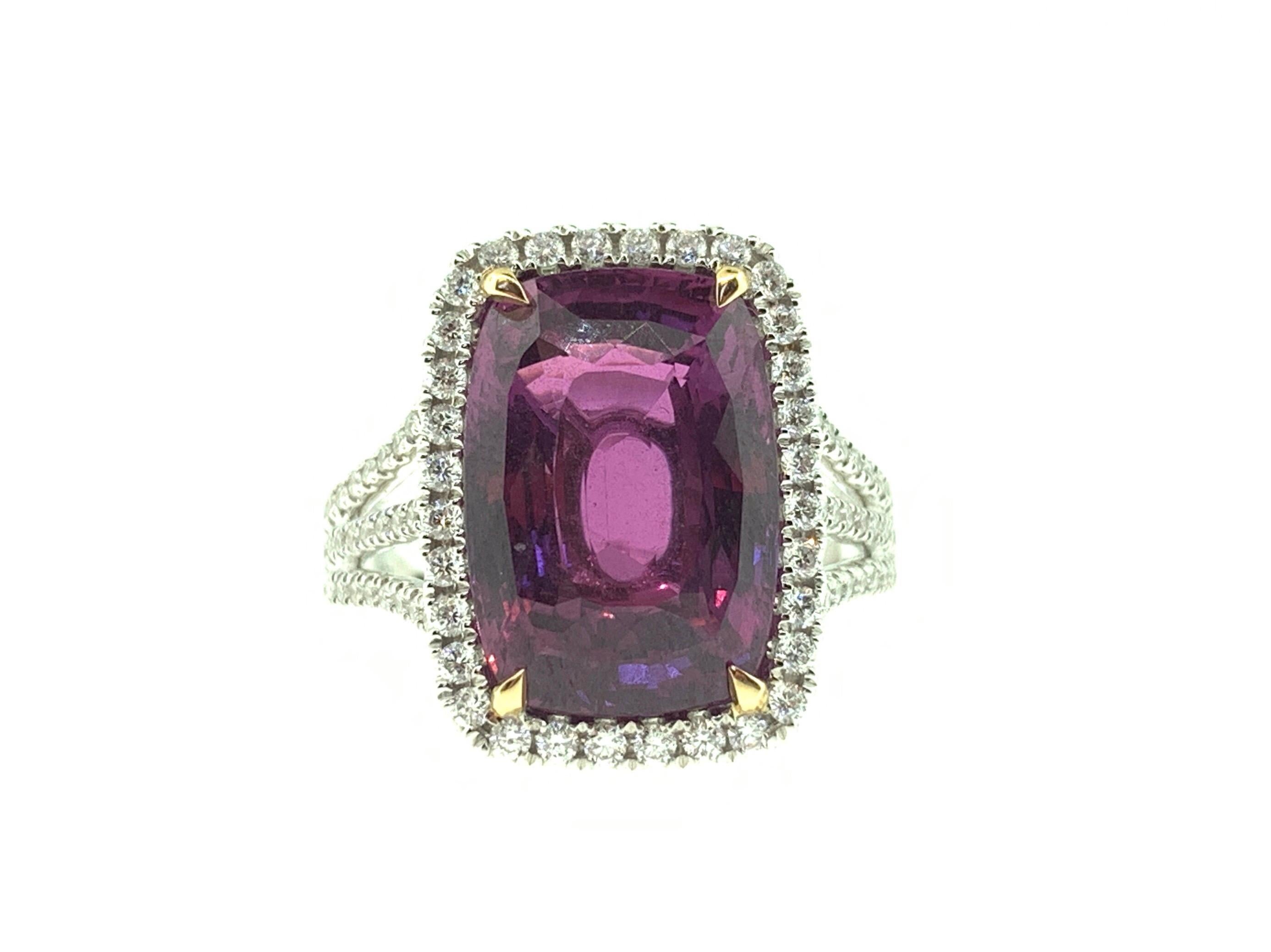 GIA Certified 11.27 Carat Purple Sapphire and Diamond Ring 1