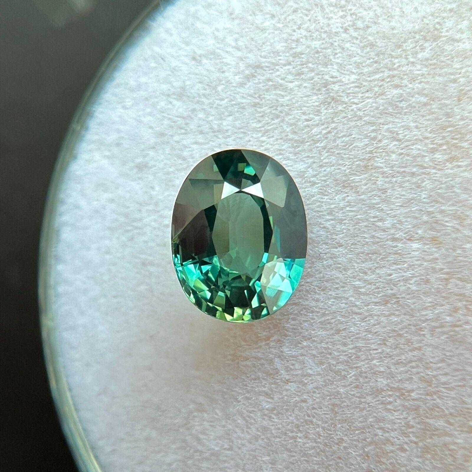 Zafiro Natural Azul Verde Certificado GIA 1,12ct 6,7x5,2mm Talla Ovalada Sin Tratar VS en Nuevo estado para la venta en Birmingham, GB