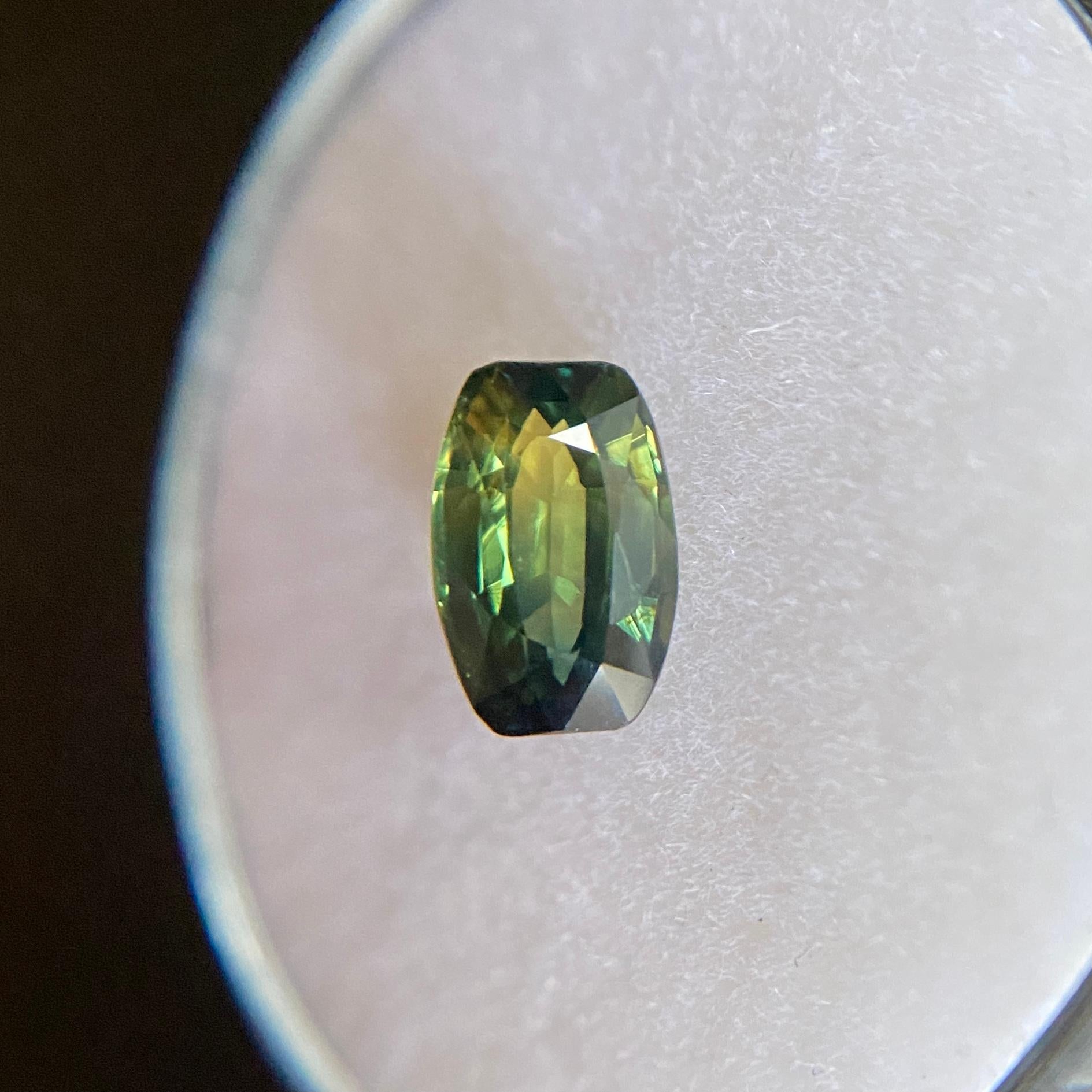 GIA Certified 1.12ct Parti Colour Australian Sapphire Blue Untreated Cushion Cut For Sale 5