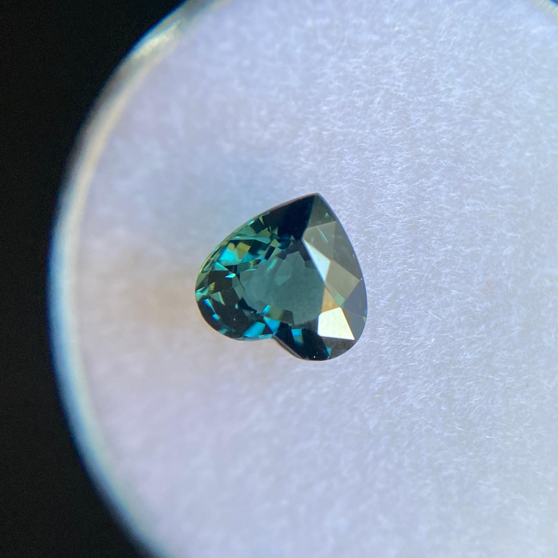 GIA Certified 1.12ct UNTREATED Green Blue Sapphire Heart Cut Loose Rare Gemstone 1