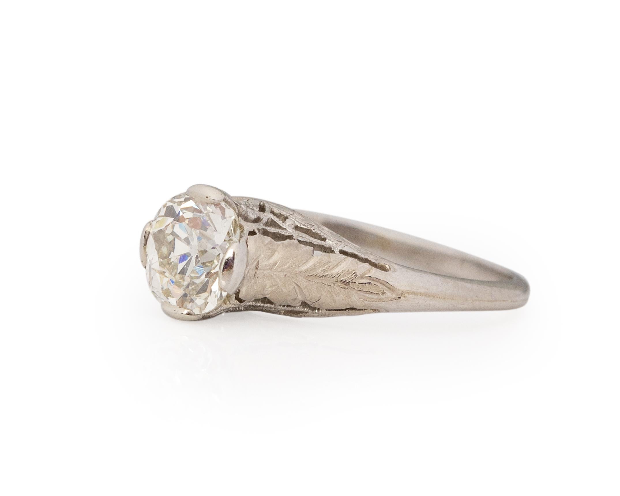 Antique Cushion Cut GIA Certified 1.13 Carat Art Deco Diamond Platinum Engagement Ring