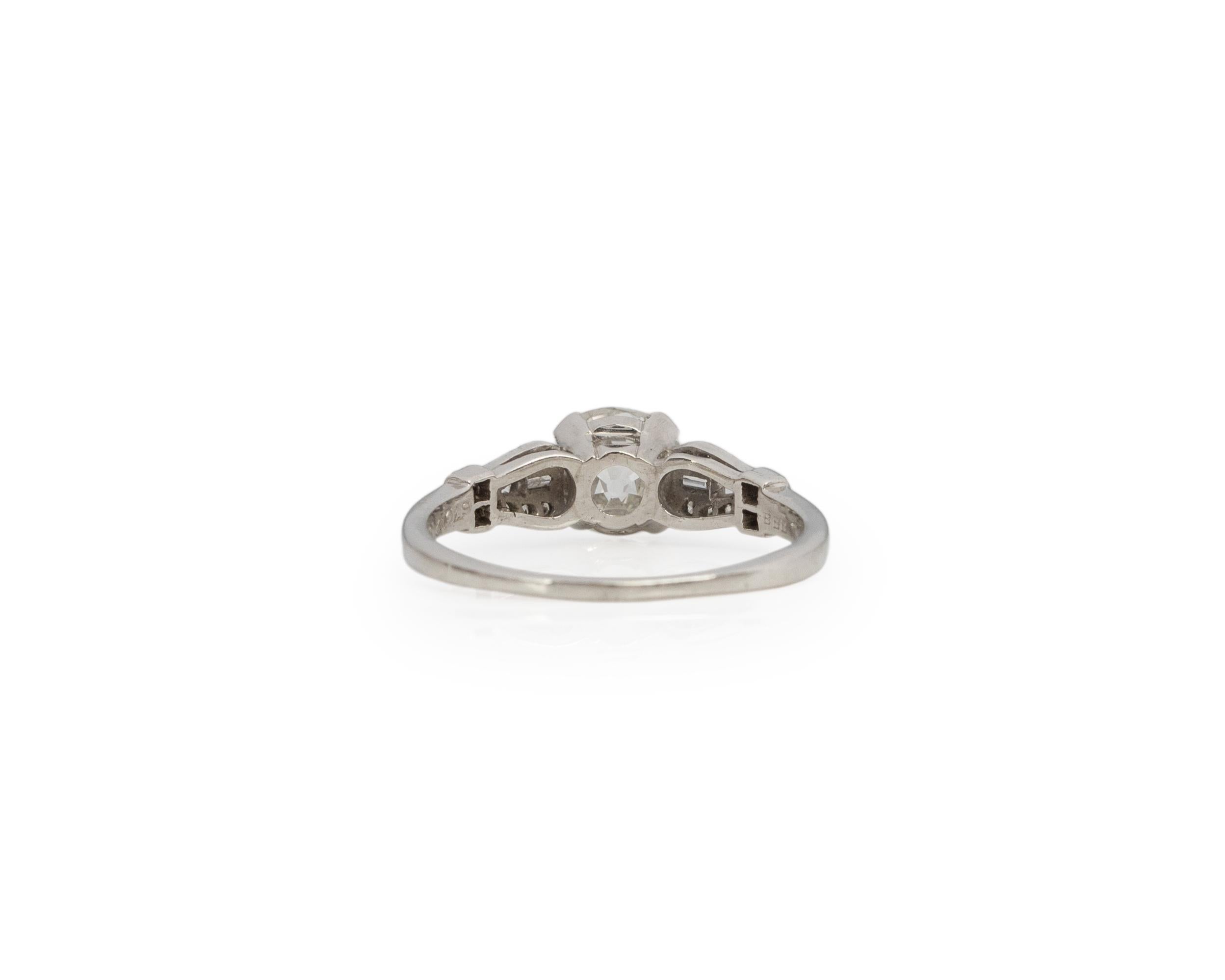 GIA Certified 1.13 Carat Art Deco Diamond Platinum Engagement Ring In Good Condition For Sale In Atlanta, GA
