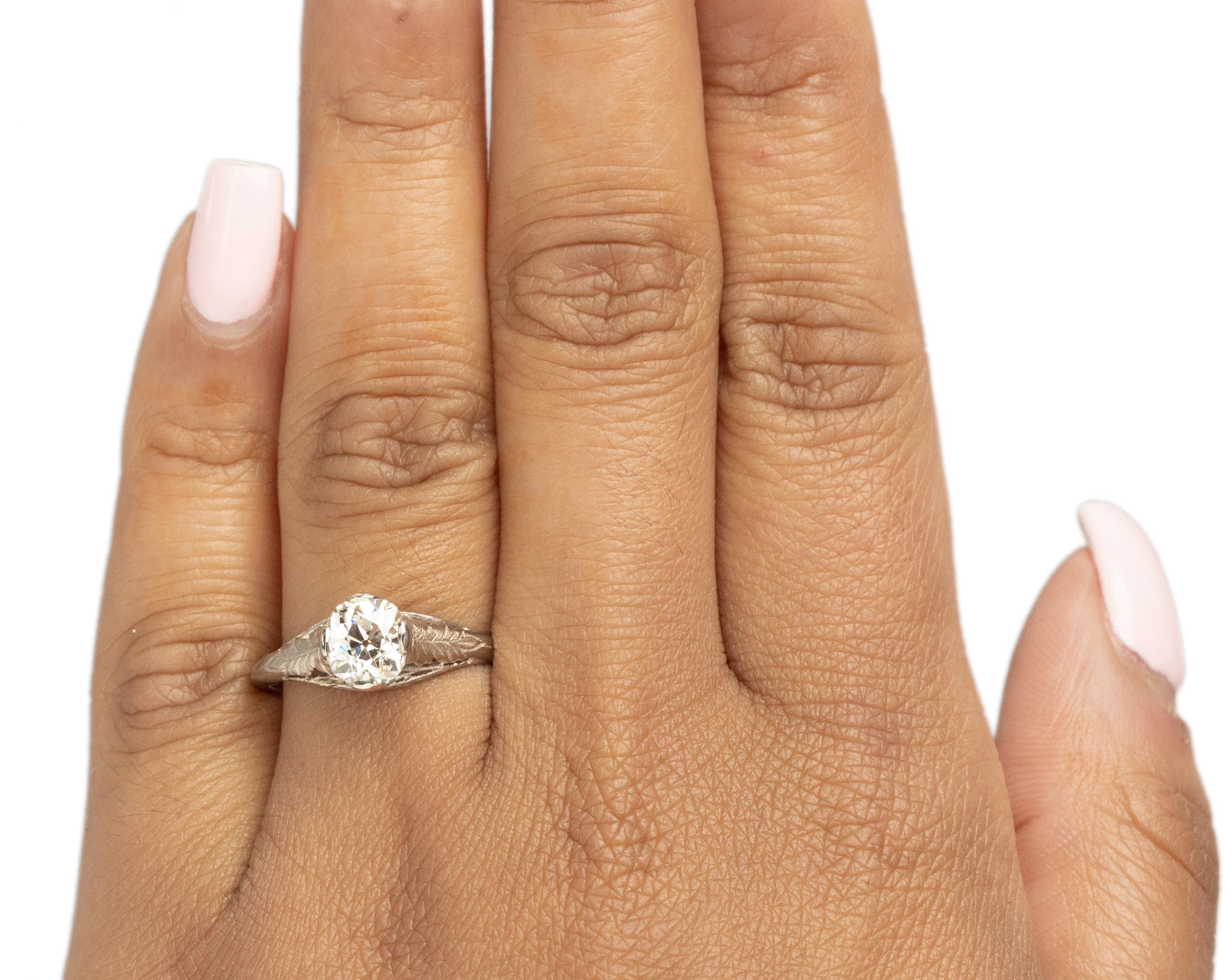 Women's GIA Certified 1.13 Carat Art Deco Diamond Platinum Engagement Ring