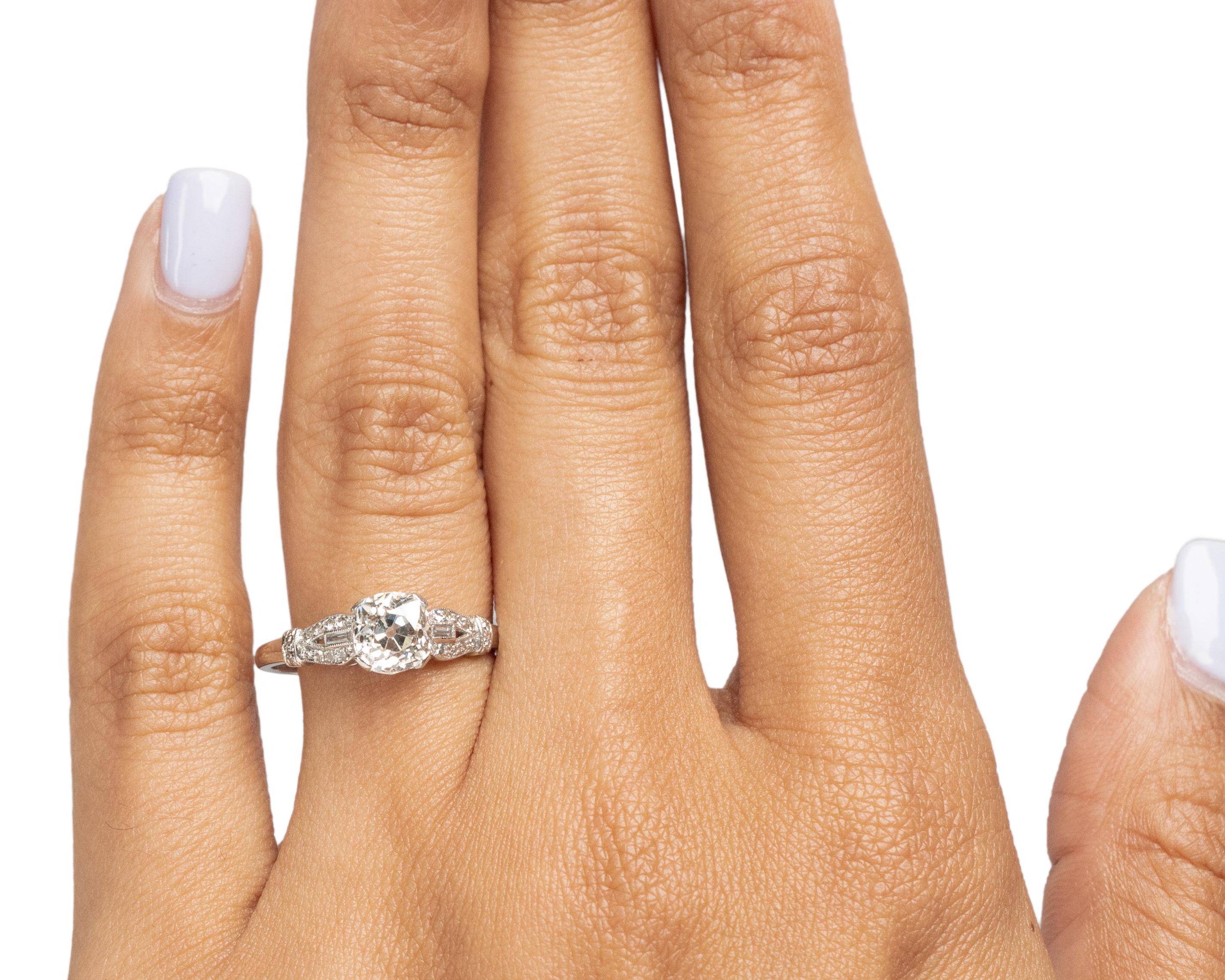 Women's GIA Certified 1.13 Carat Art Deco Diamond Platinum Engagement Ring For Sale