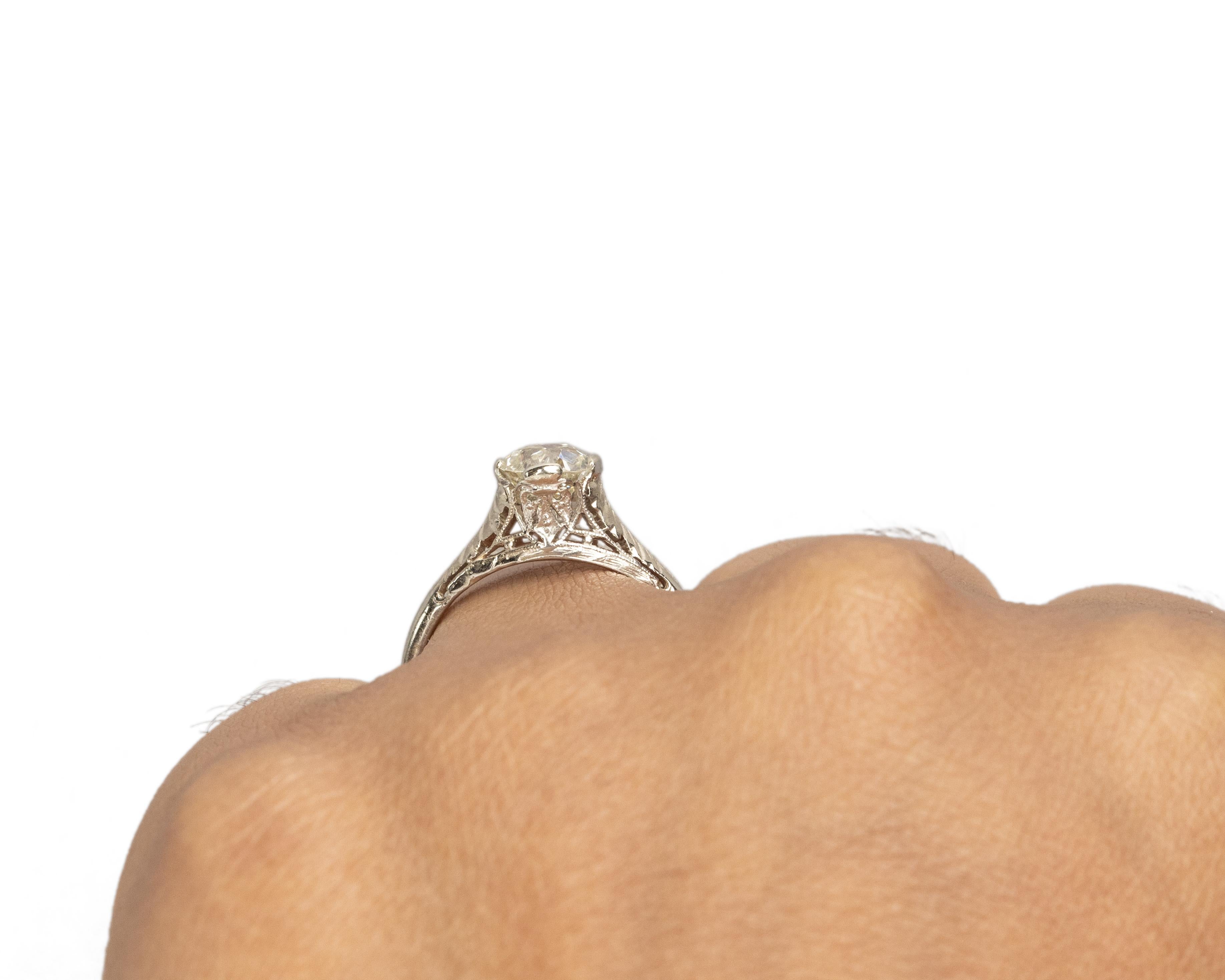 GIA Certified 1.13 Carat Art Deco Diamond Platinum Engagement Ring 1