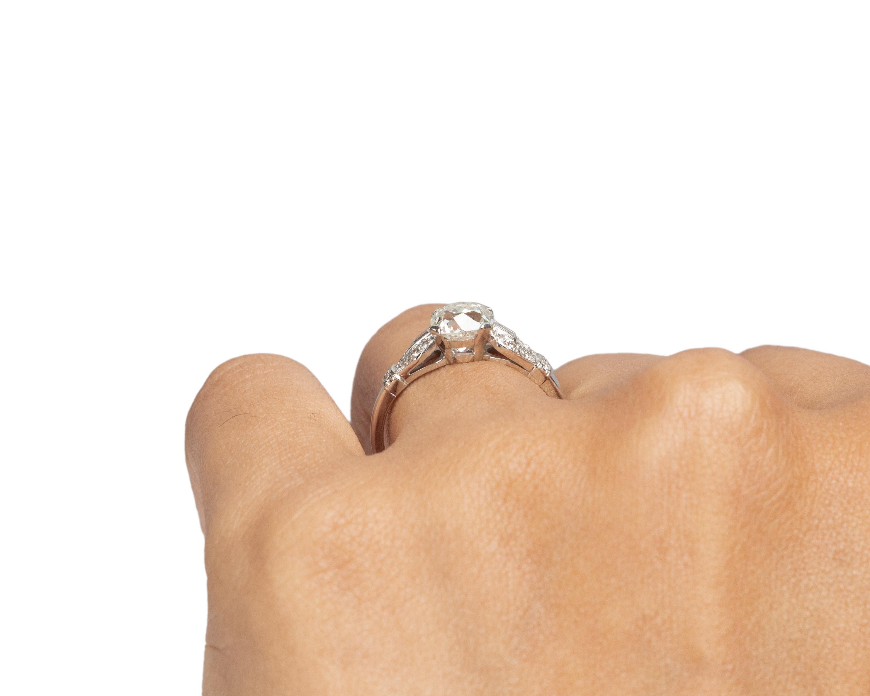 GIA Certified 1.13 Carat Art Deco Diamond Platinum Engagement Ring For Sale 1