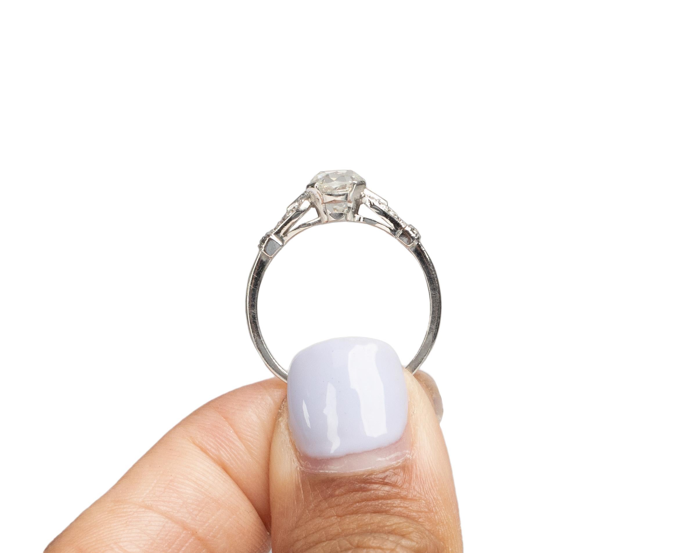 GIA Certified 1.13 Carat Art Deco Diamond Platinum Engagement Ring For Sale 2