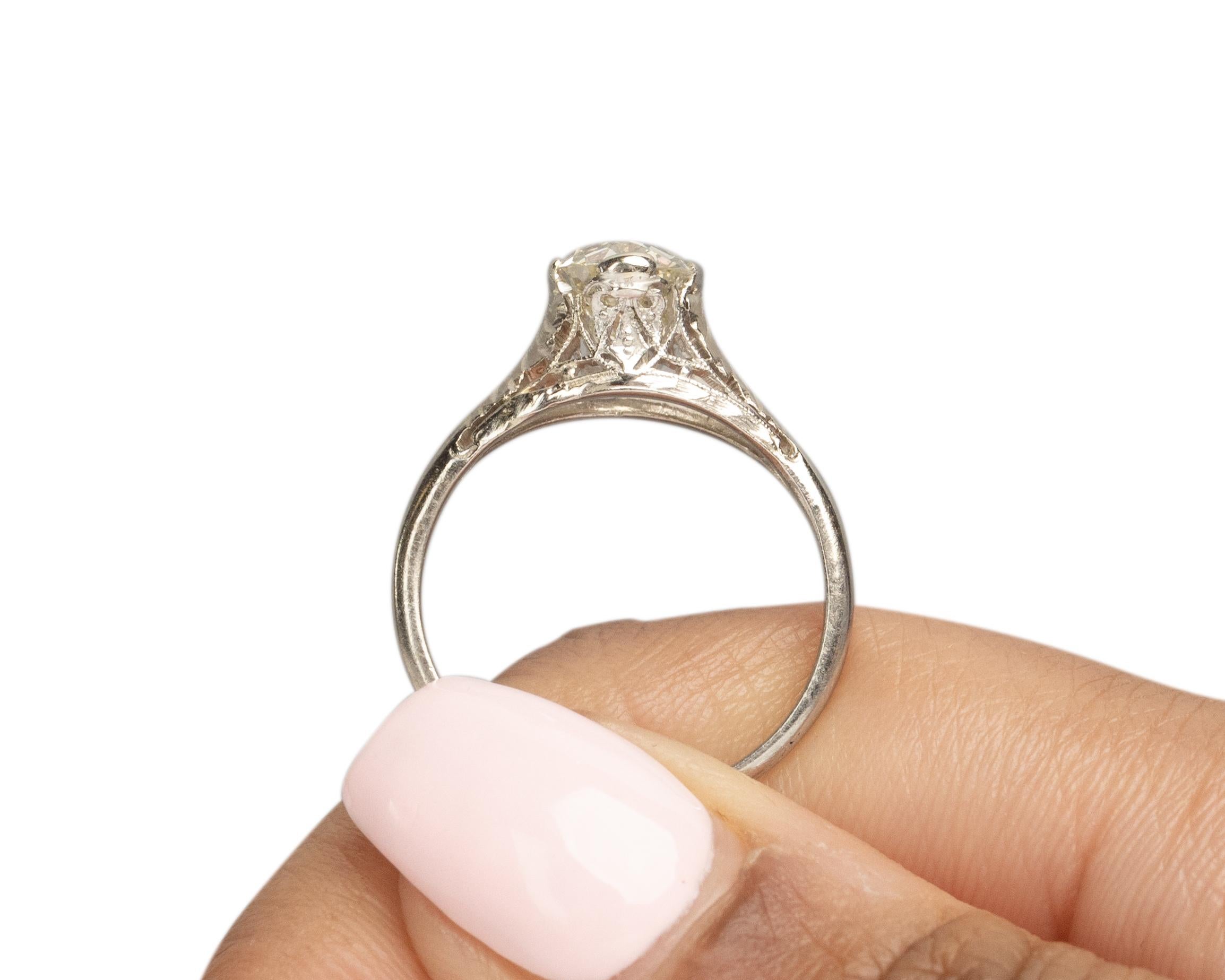 GIA Certified 1.13 Carat Art Deco Diamond Platinum Engagement Ring 3
