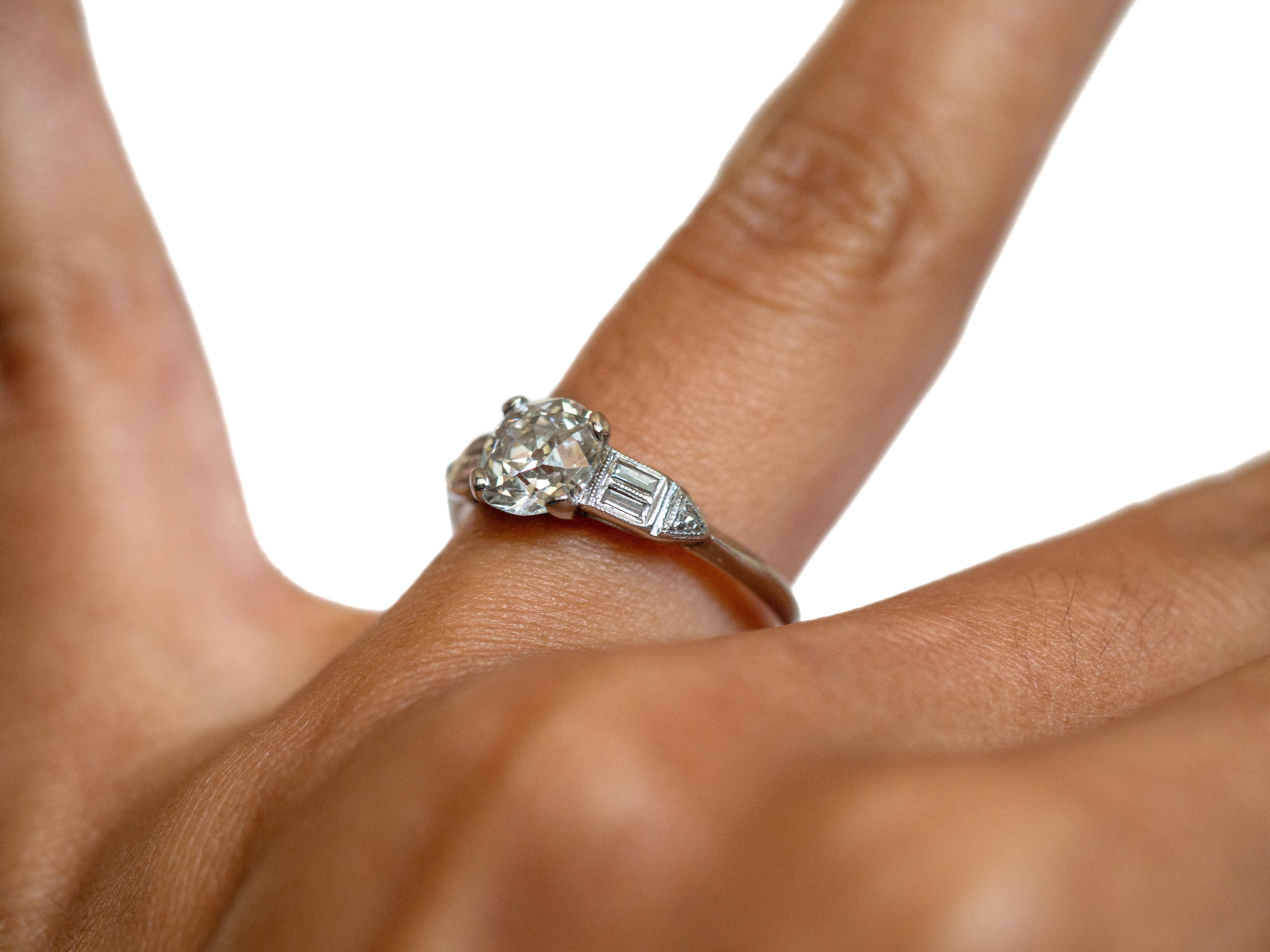 Women's or Men's GIA Certified 1.13 Carat Diamond Platinum Engagement Ring For Sale