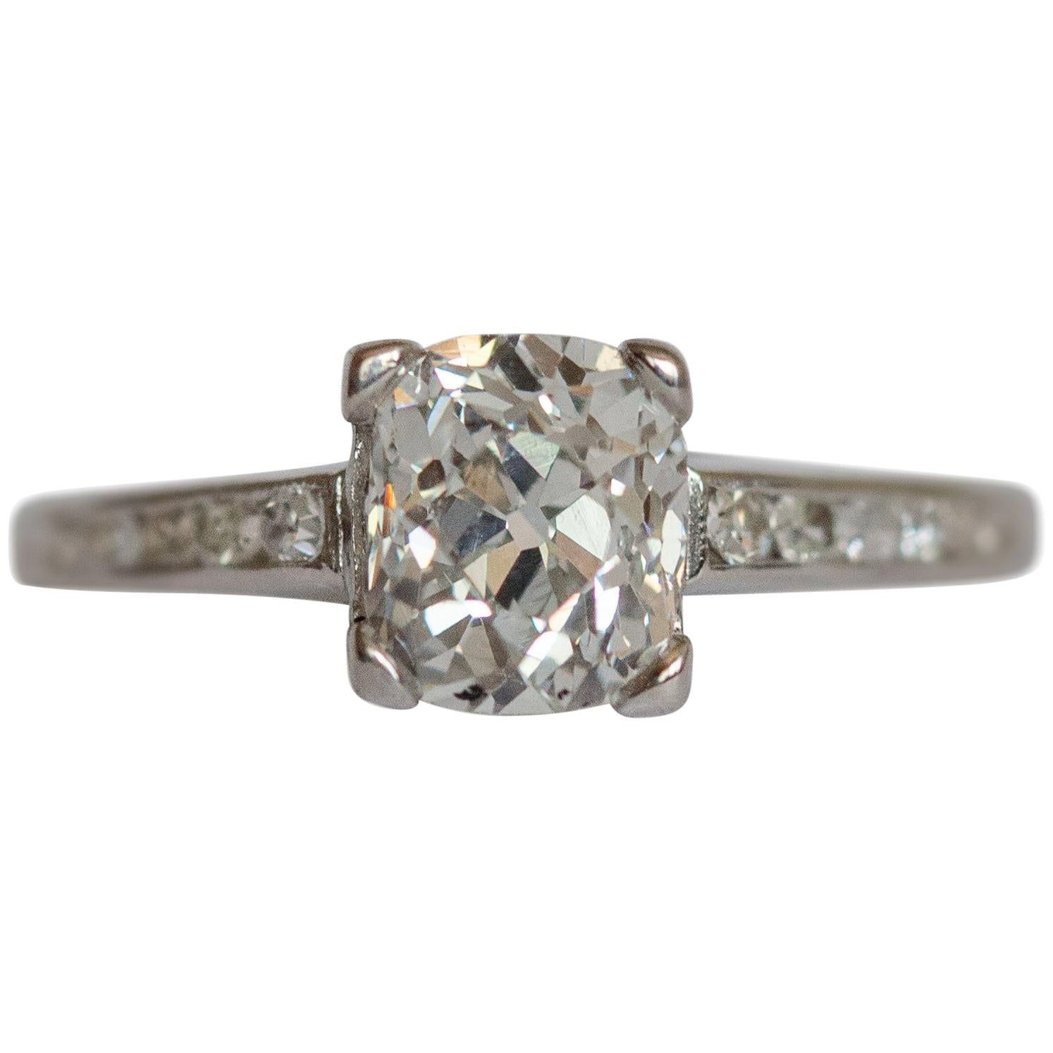 GIA Certified 1.13 Carat Diamond Platinum Engagement Ring For Sale